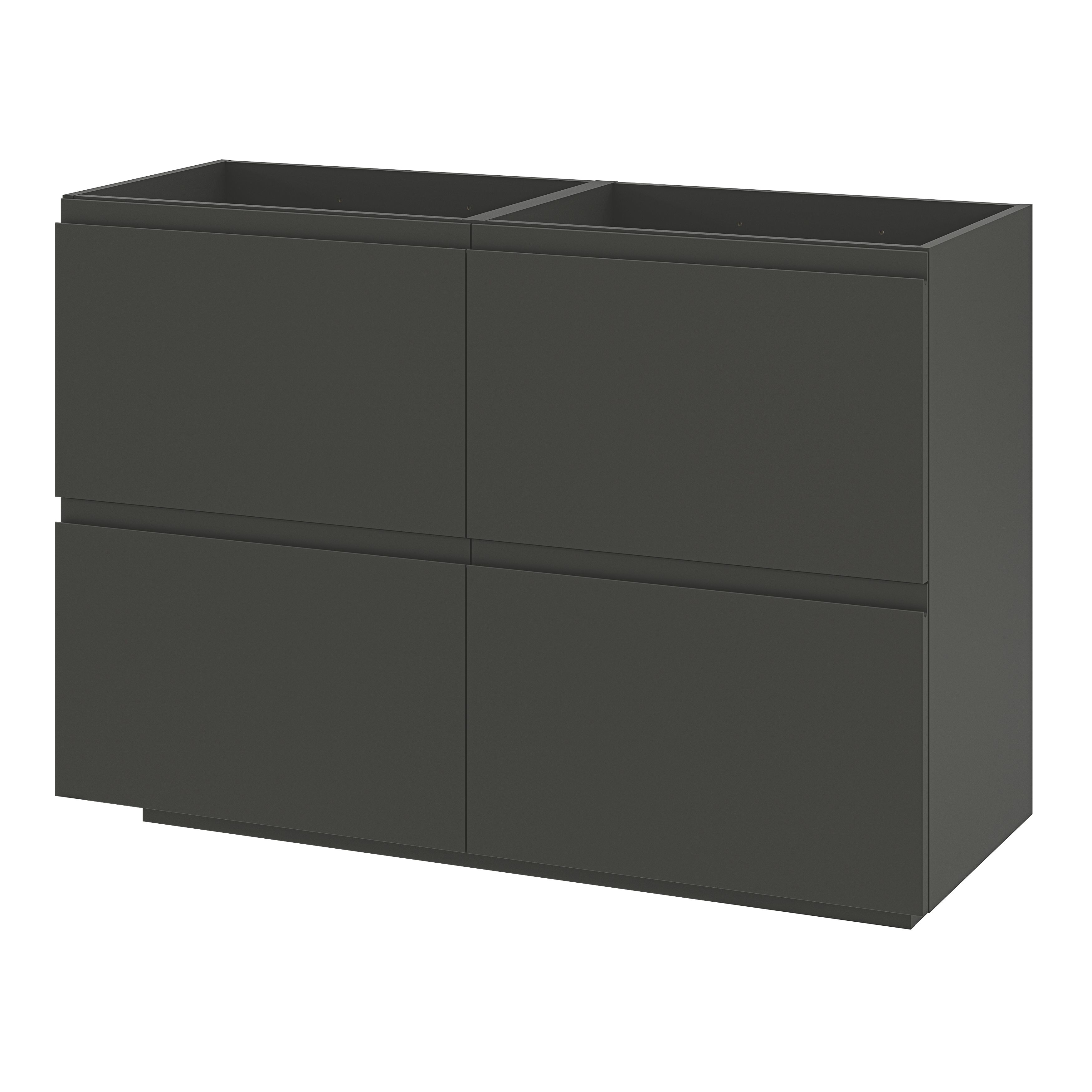 GoodHome Levanna Wide Matt Grey Double Freestanding Bathroom Cabinet (H) 850mm (W) 1200mm