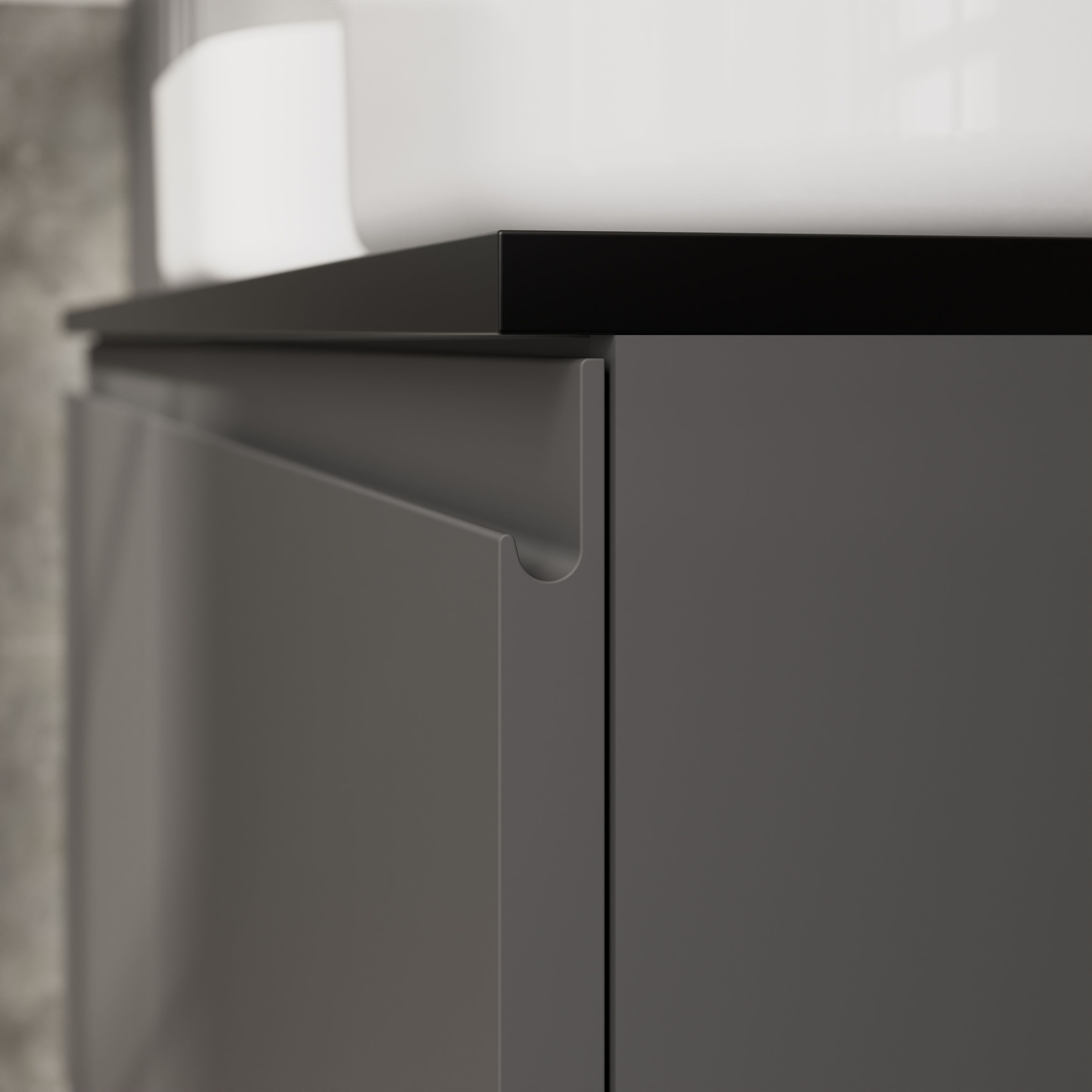 GoodHome Levanna Wide Matt Grey Wall-mounted Bathroom Cabinet (H) 480mm (W) 1200mm
