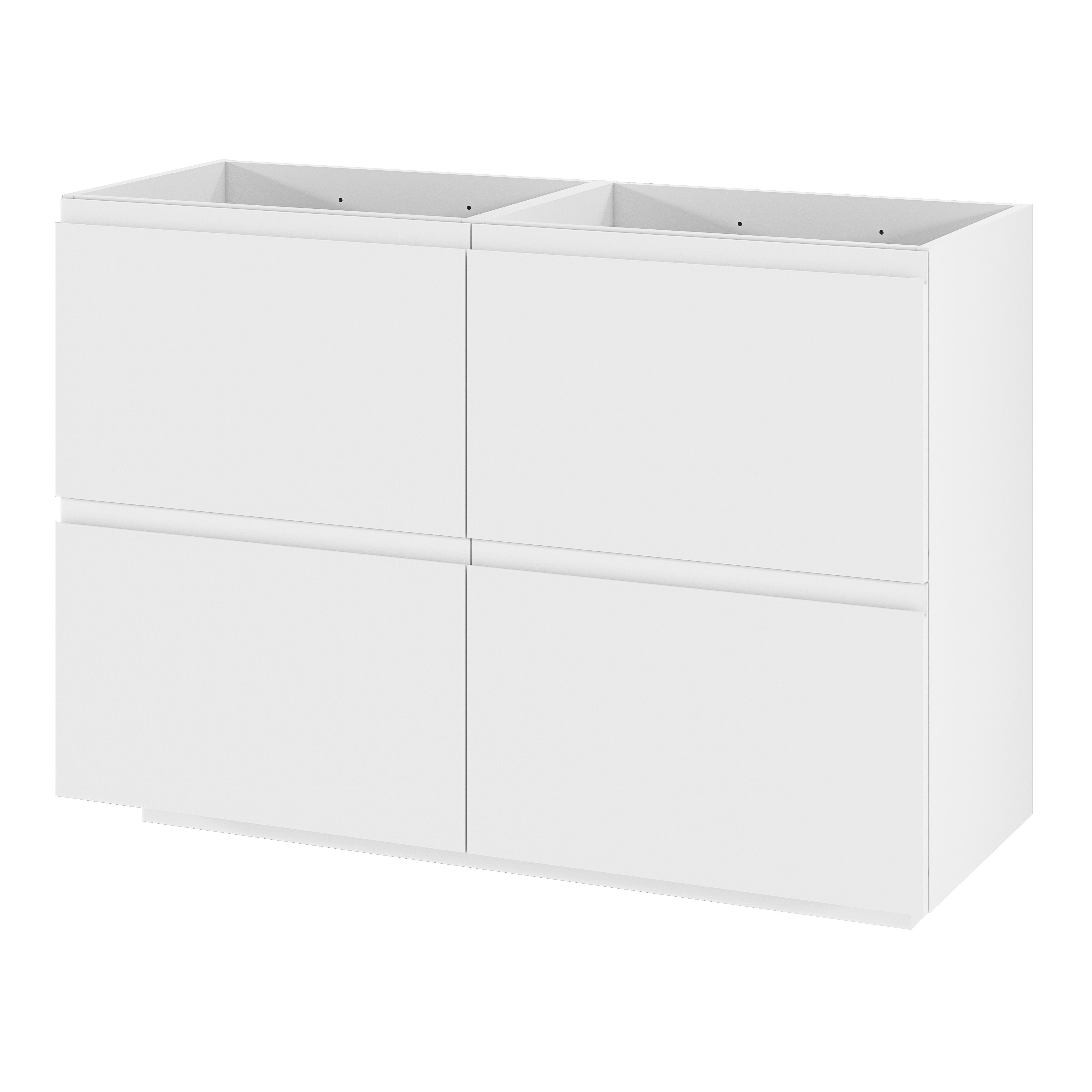 GoodHome Levanna Wide Matt White Double Freestanding Bathroom Cabinet (H) 850mm (W) 1200mm