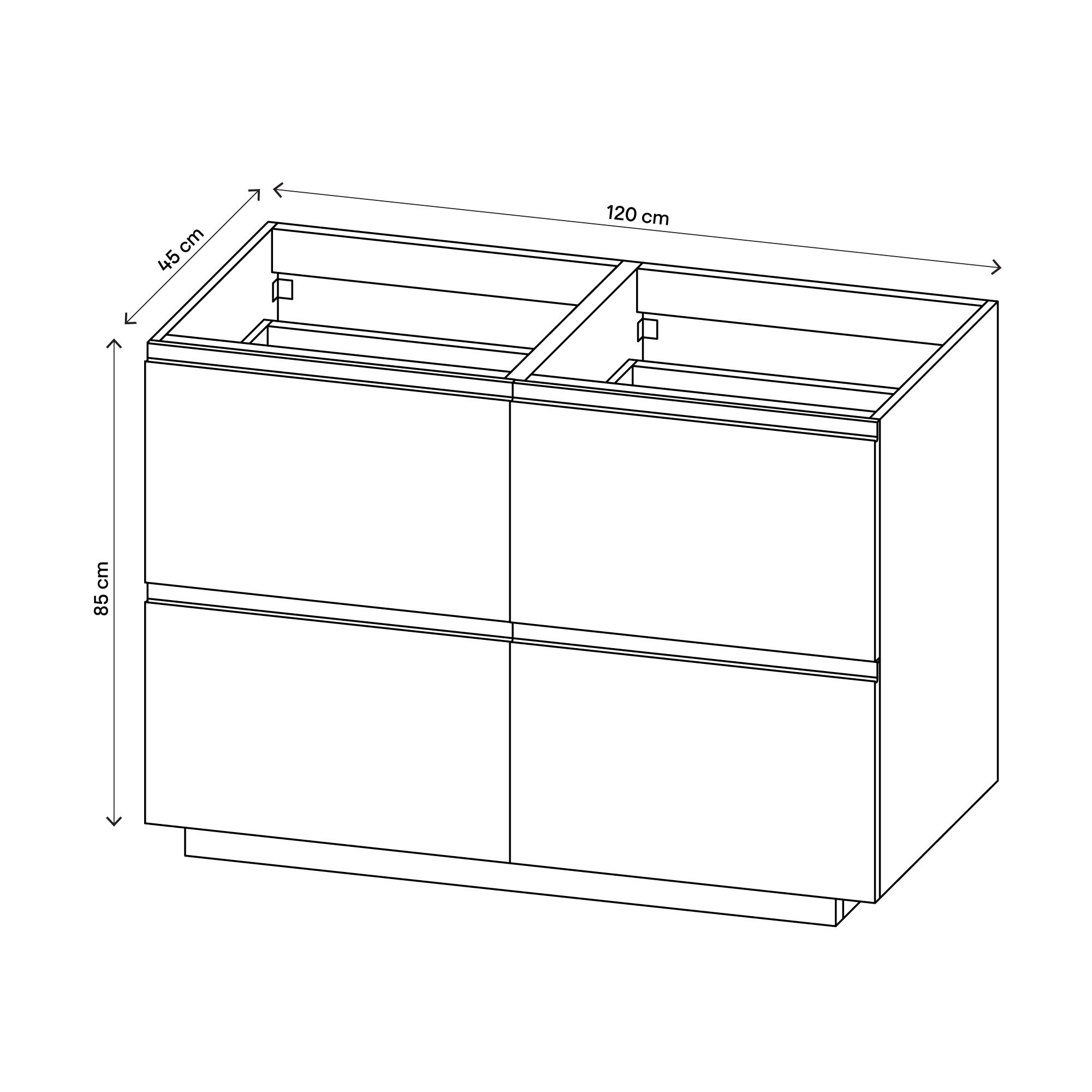 GoodHome Levanna Wide Matt White Double Freestanding Bathroom Cabinet (H) 850mm (W) 1200mm