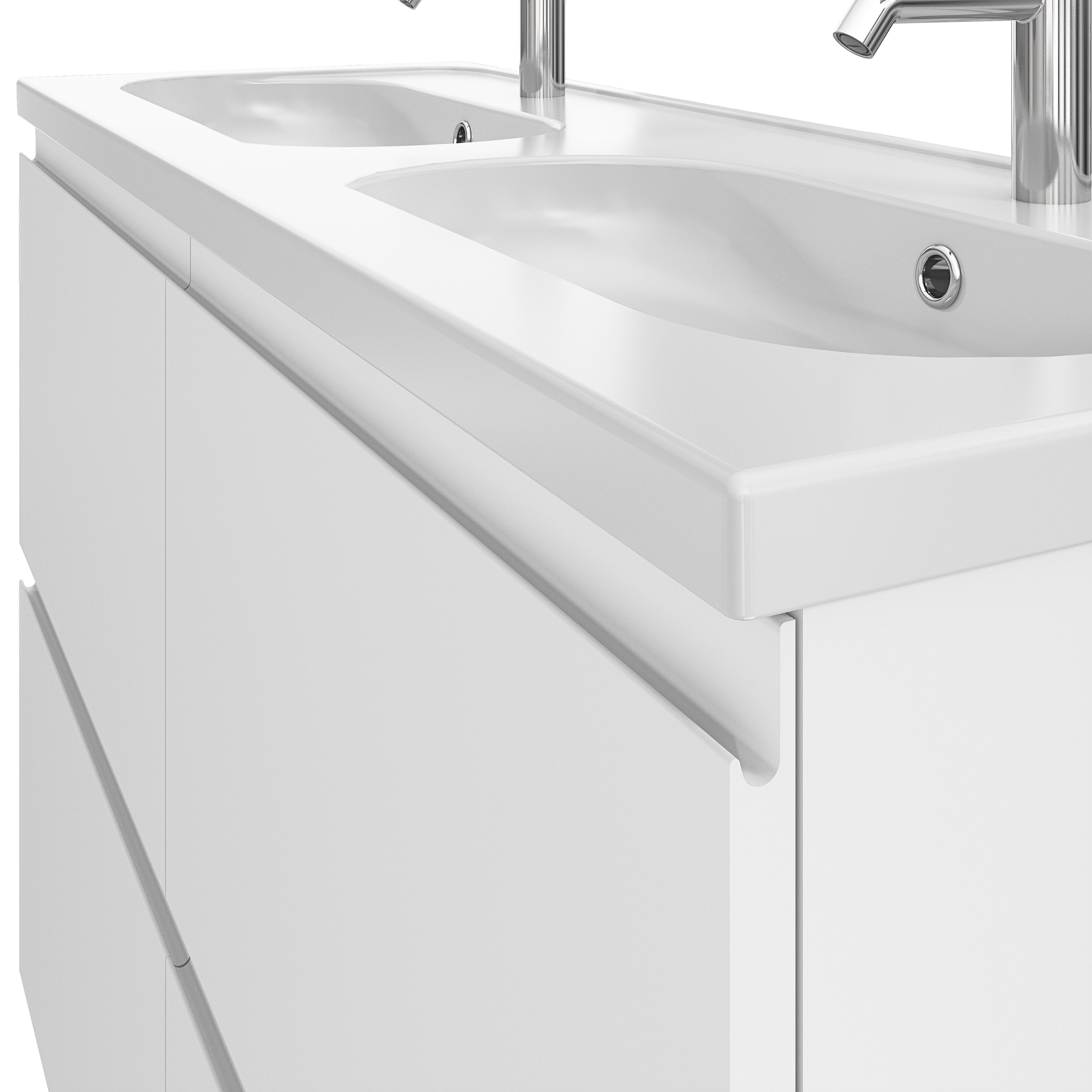 GoodHome Levanna Wide Matt White Double Freestanding Bathroom Cabinet (H) 850mm (W) 1200mm