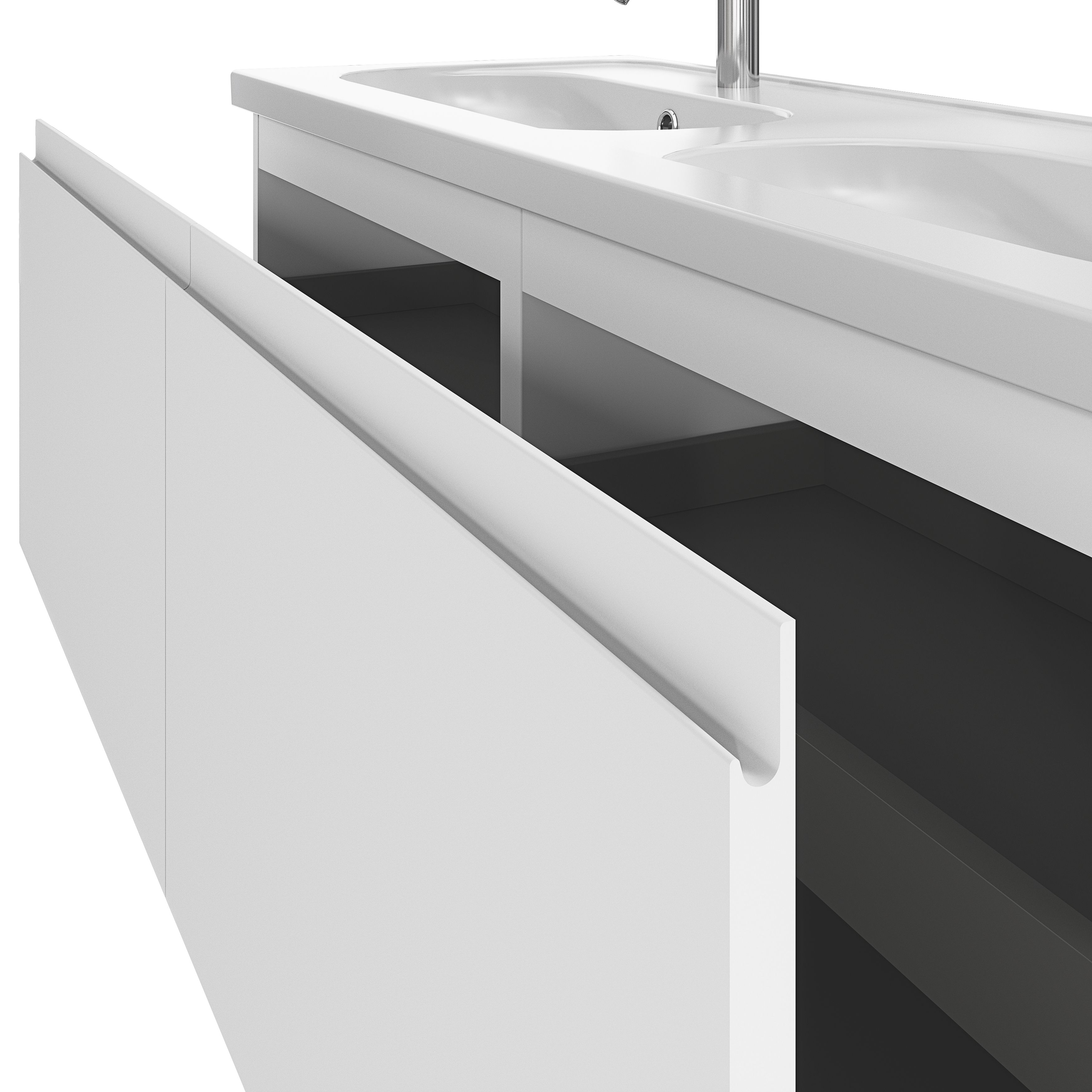 GoodHome Levanna Wide Matt White Double Freestanding Bathroom Cabinet (H) 850mm (W) 1200mm