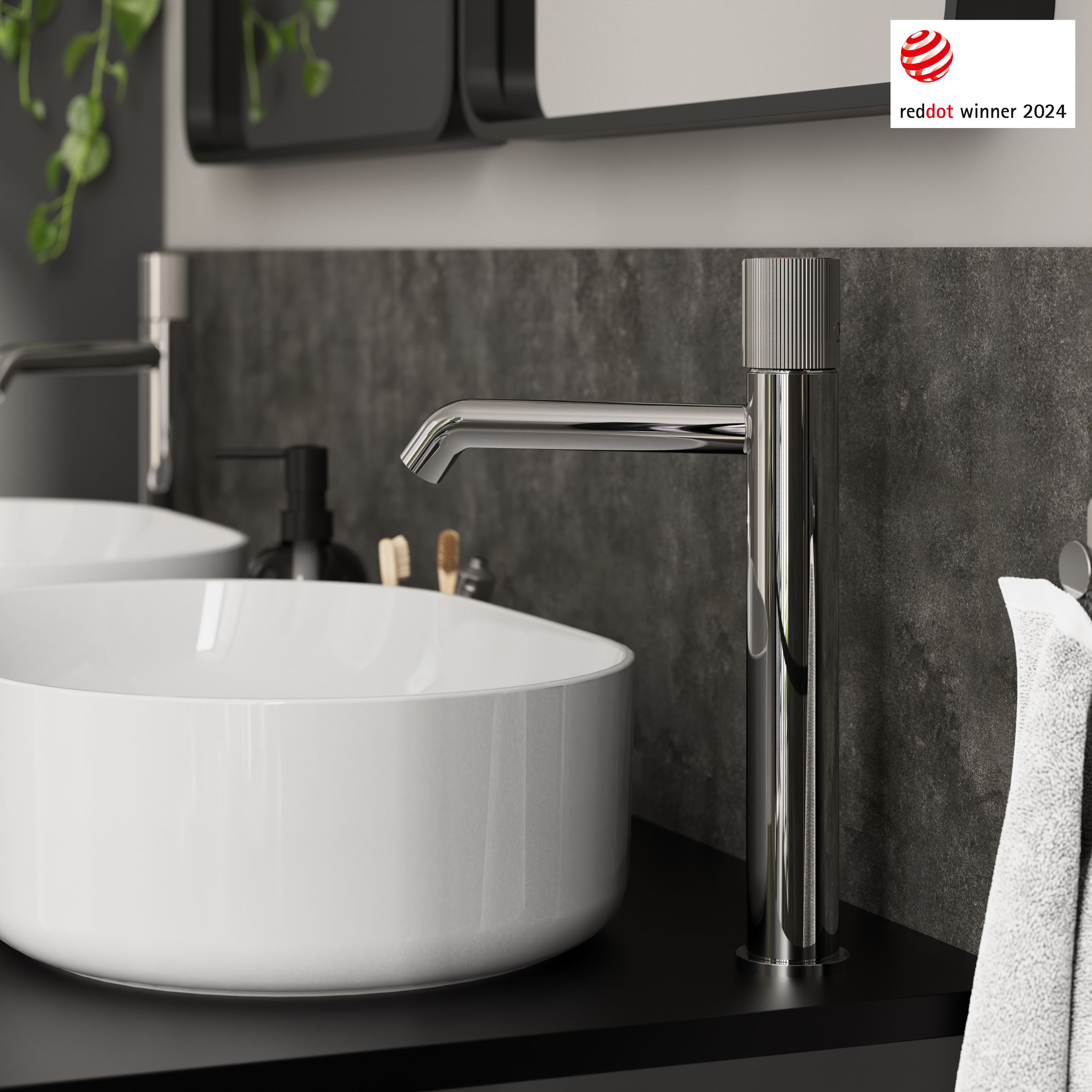 GoodHome Levanna XL Chrome effect Round Basin Mixer Tap