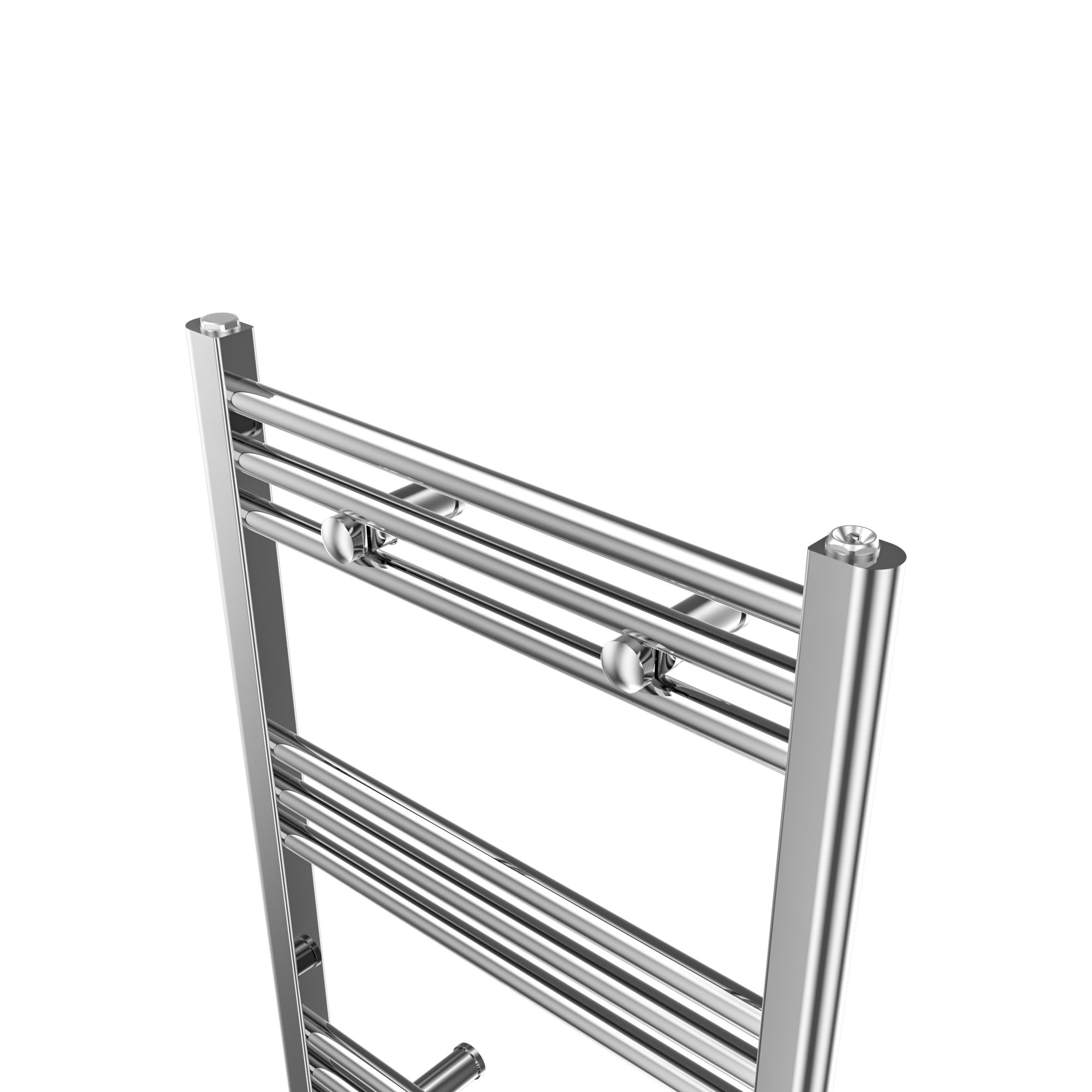 GoodHome Leyburn Chrome effect 580BTU Vertical Towel radiator (W)500mm x (H)700mm