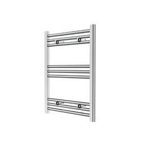 GoodHome Leyburn Chrome effect Vertical Flat Towel radiator (W)500mm x (H)700mm