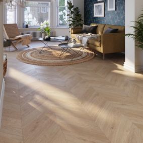 GoodHome Leyton Natural Chevron Wood effect Laminate Flooring, 1.72m²