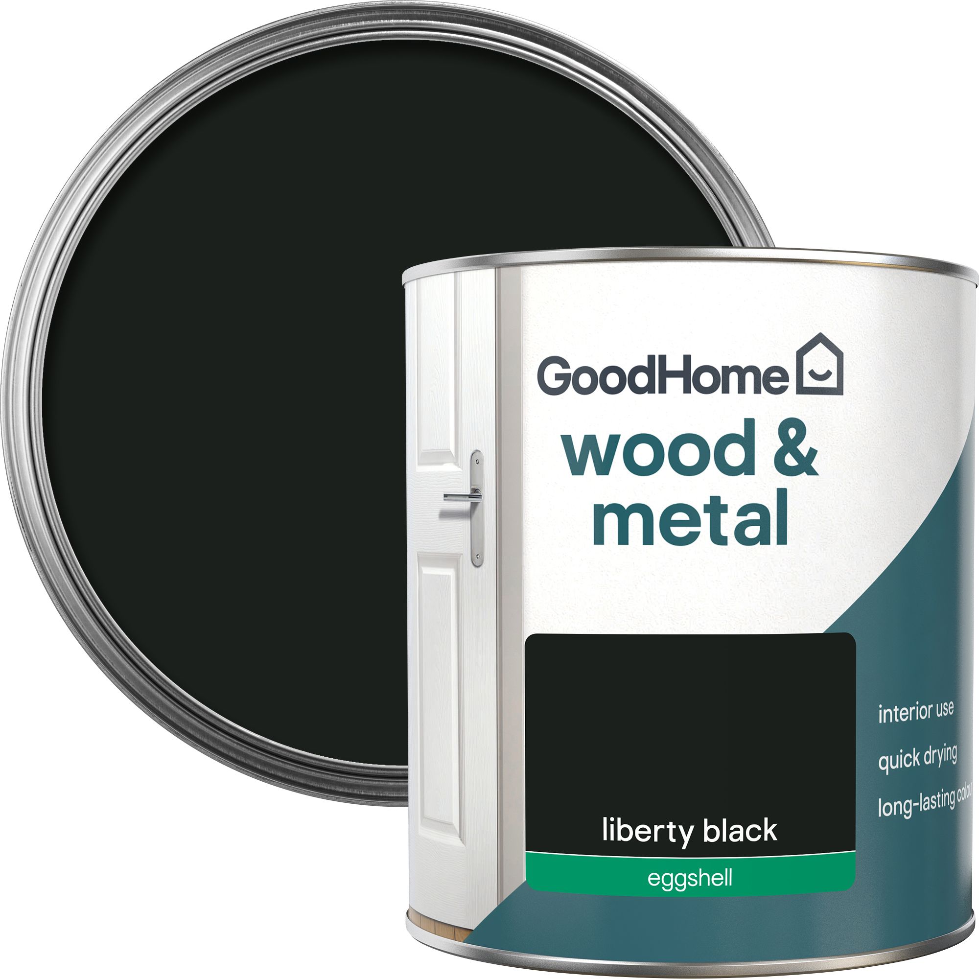 GoodHome Liberty black Eggshell Metal & wood paint, 750ml