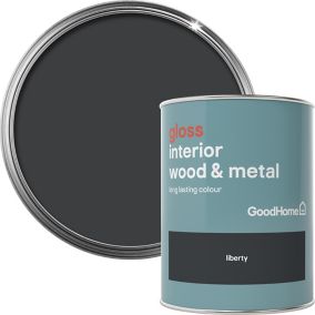 GoodHome Liberty black Gloss Metal & wood paint, 750ml