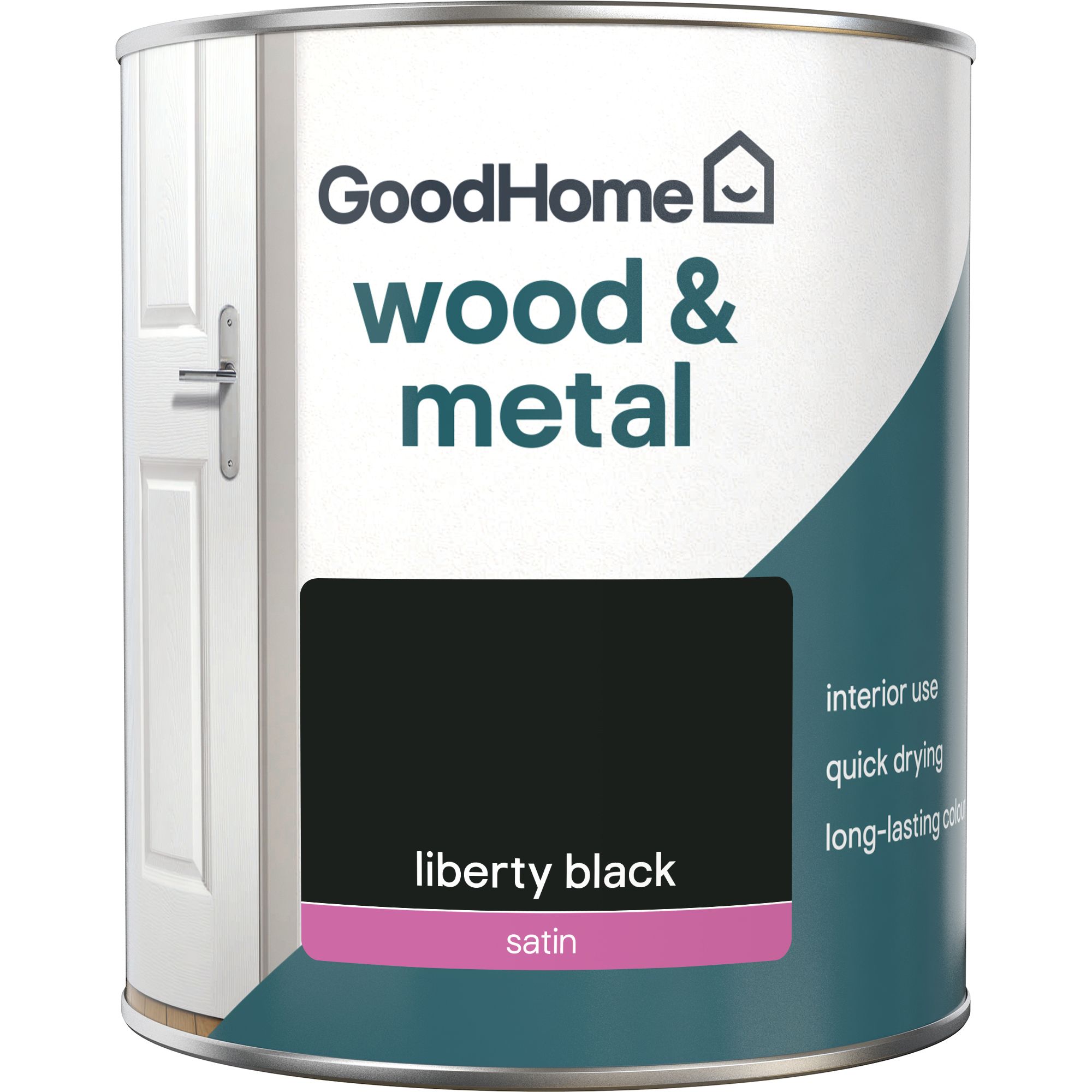 GoodHome Liberty black Satin Metal & wood paint, 750ml