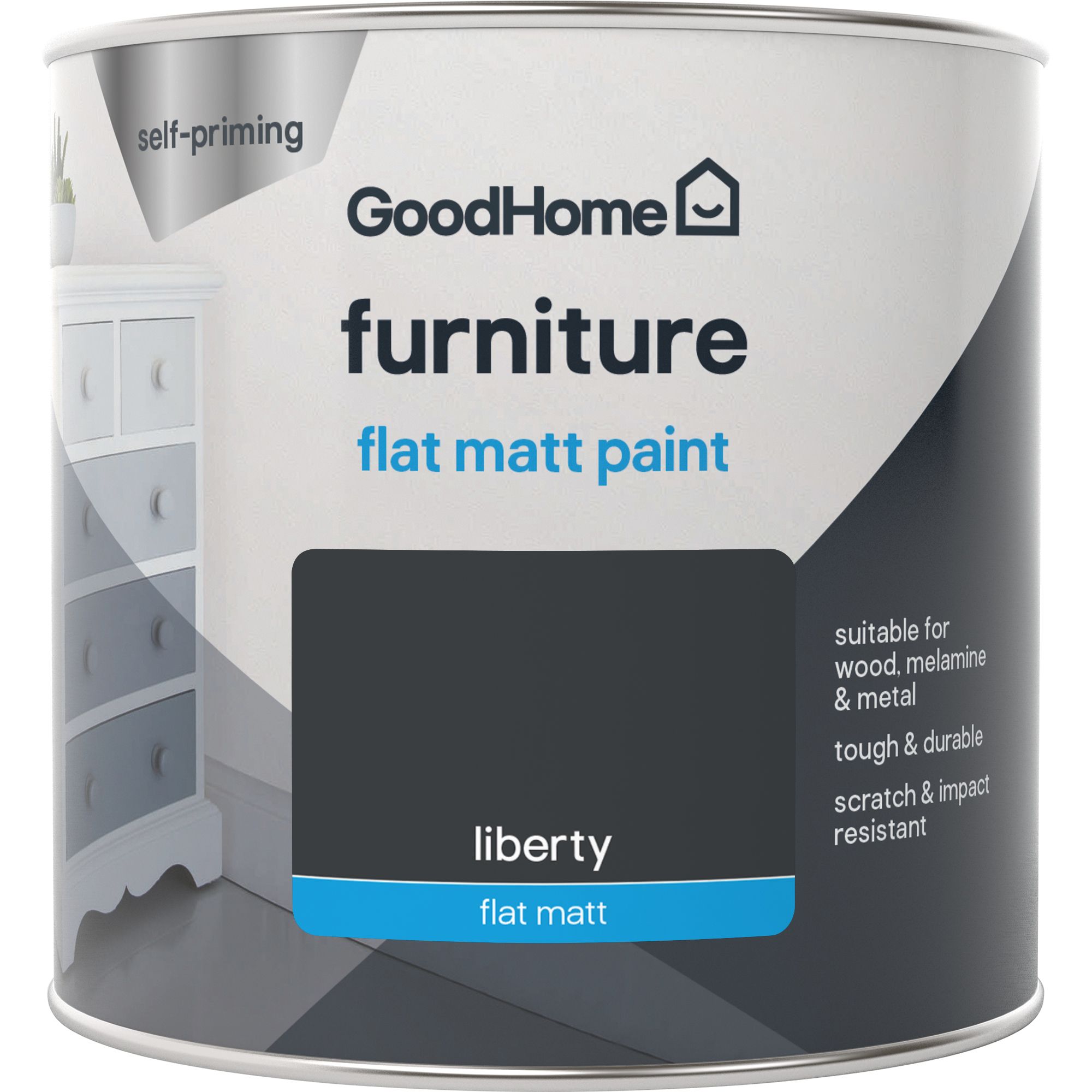 GoodHome Liberty Flat matt Furniture paint, 500ml