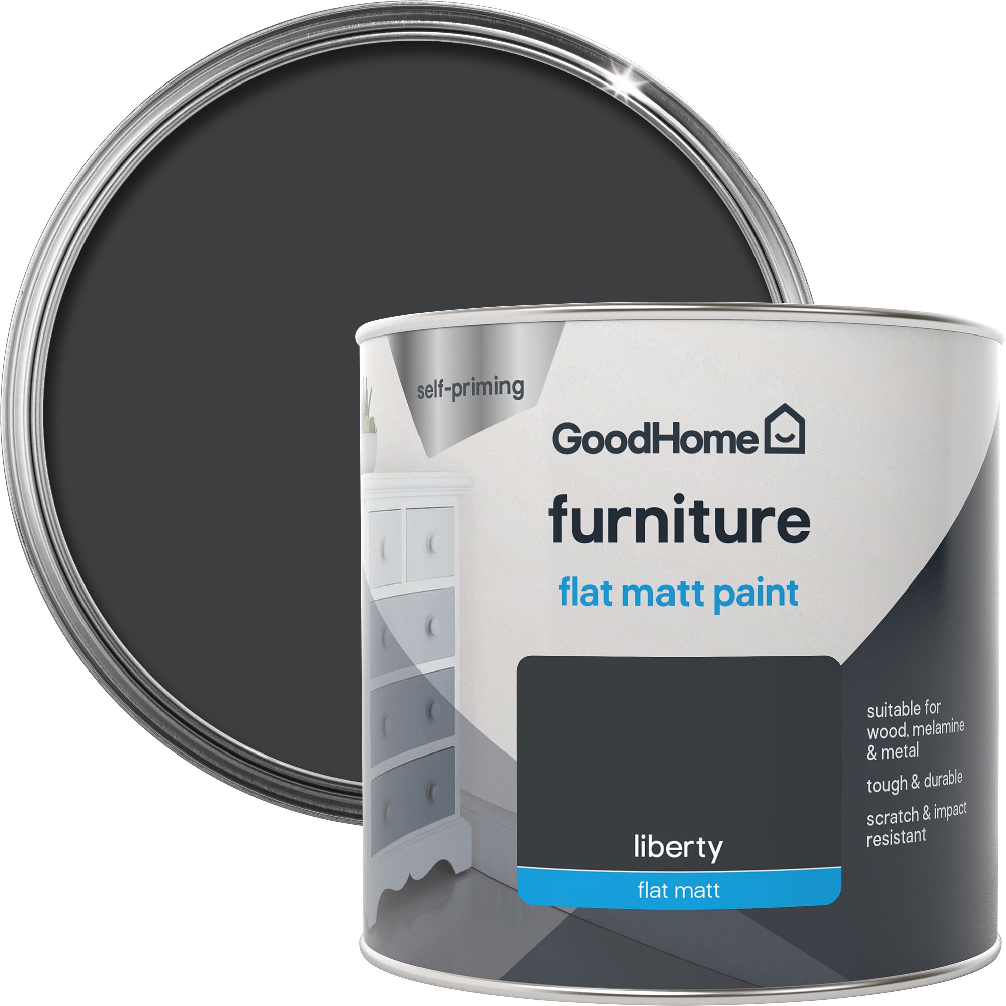 GoodHome Liberty Flat matt Furniture paint, 500ml