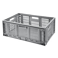 GoodHome Light grey 46L Polypropylene (PP) Large Stackable Foldable Storage crate