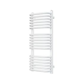 GoodHome Lilium Vertical Towel radiator, White (W)400mm (H)900mm