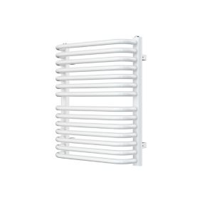 GoodHome Lilium, White Vertical Curved Towel radiator (W)500mm x (H)600mm