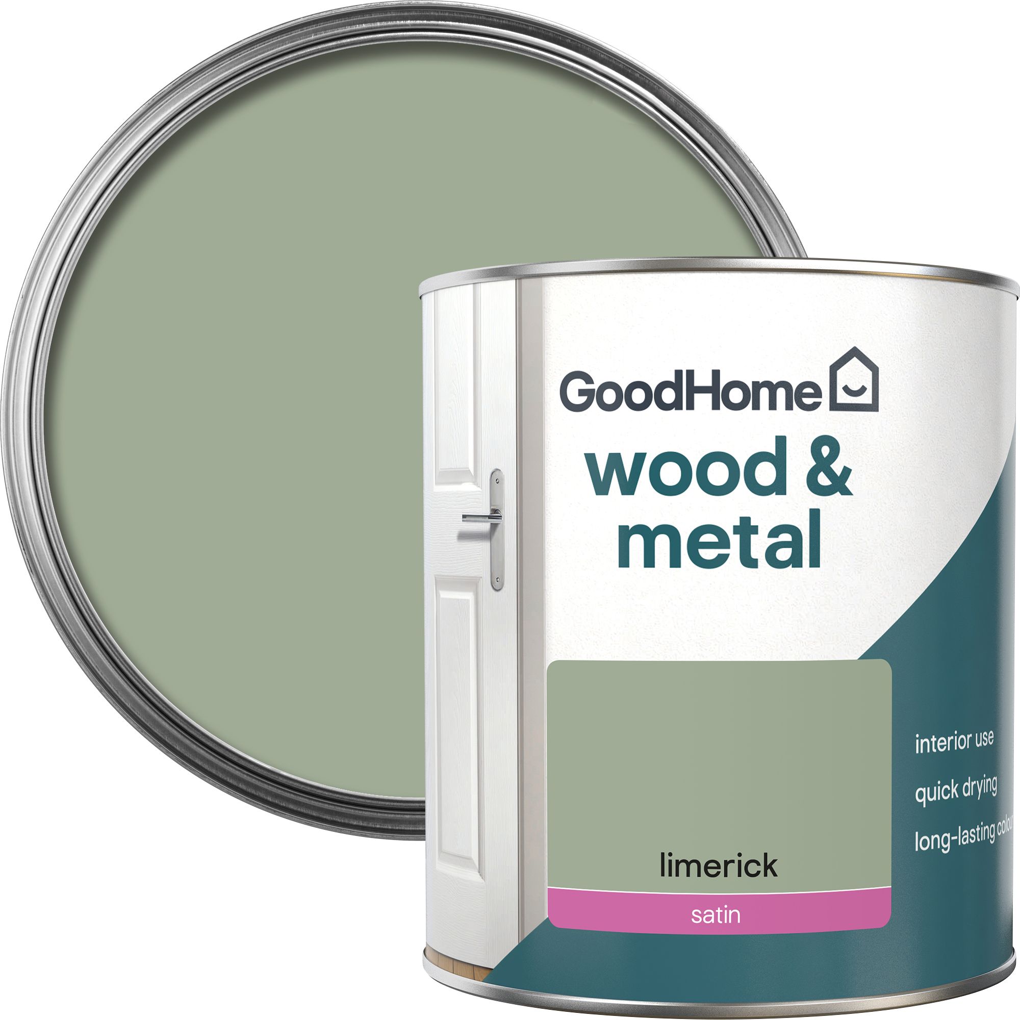 GoodHome Limerick Satin Metal & wood paint, 750ml