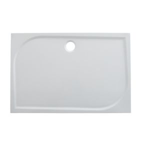 GoodHome Limski Gloss White Rectangular Reversible drainer Shower tray (L)800mm (W)1000mm (H) 28mm
