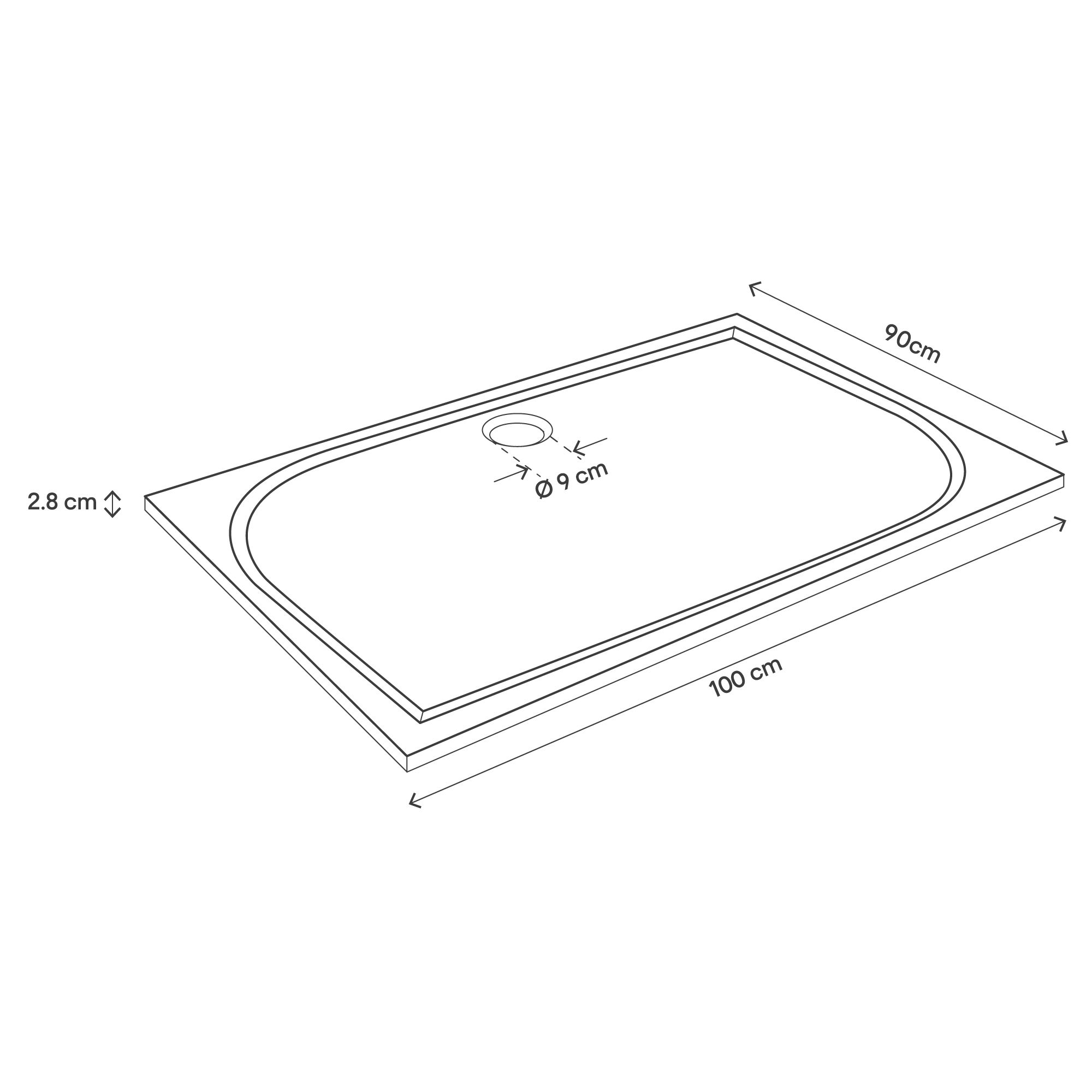 GoodHome Limski Gloss White Rectangular Reversible drainer Shower tray (L)900mm (W)1000mm (H) 28mm