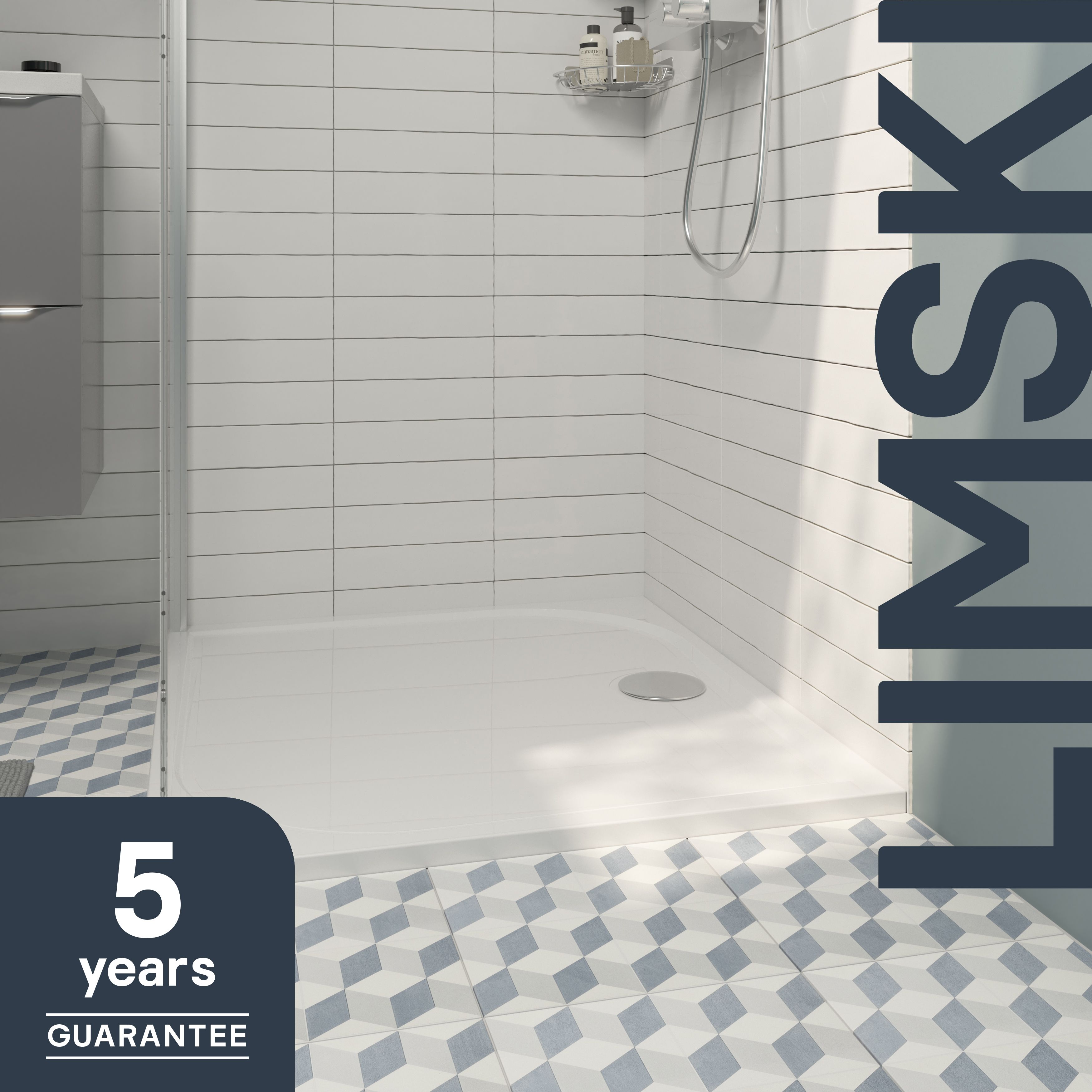 GoodHome Limski Gloss White Rectangular Reversible drainer Shower tray (L)900mm (W)1000mm (H) 28mm