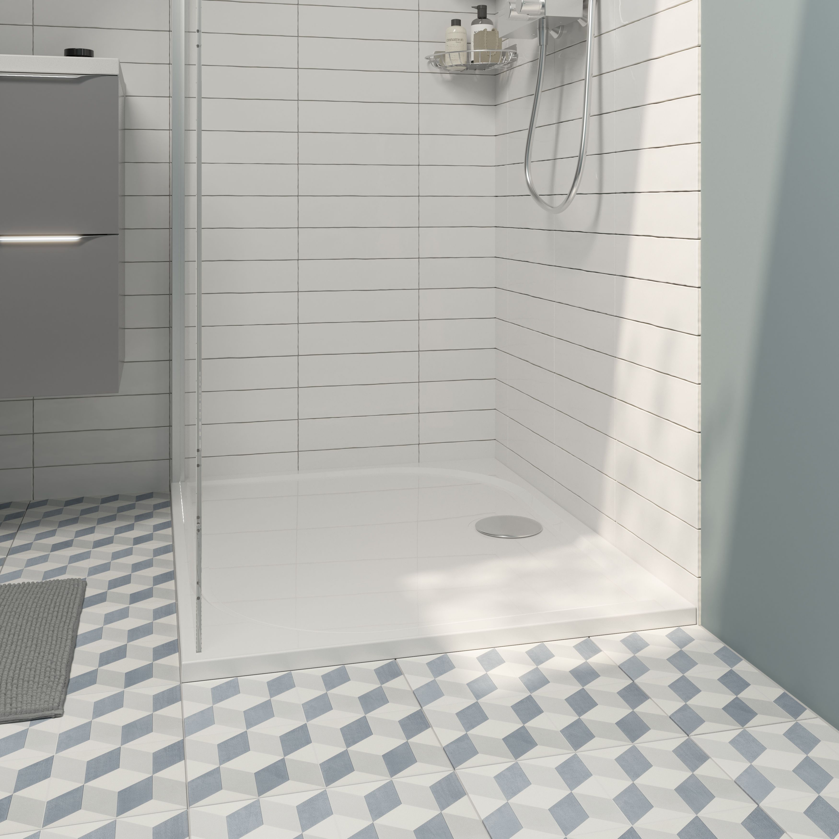GoodHome Limski White Rectangular Centre drain Shower tray (L)1200mm (W)800mm (H) 27mm