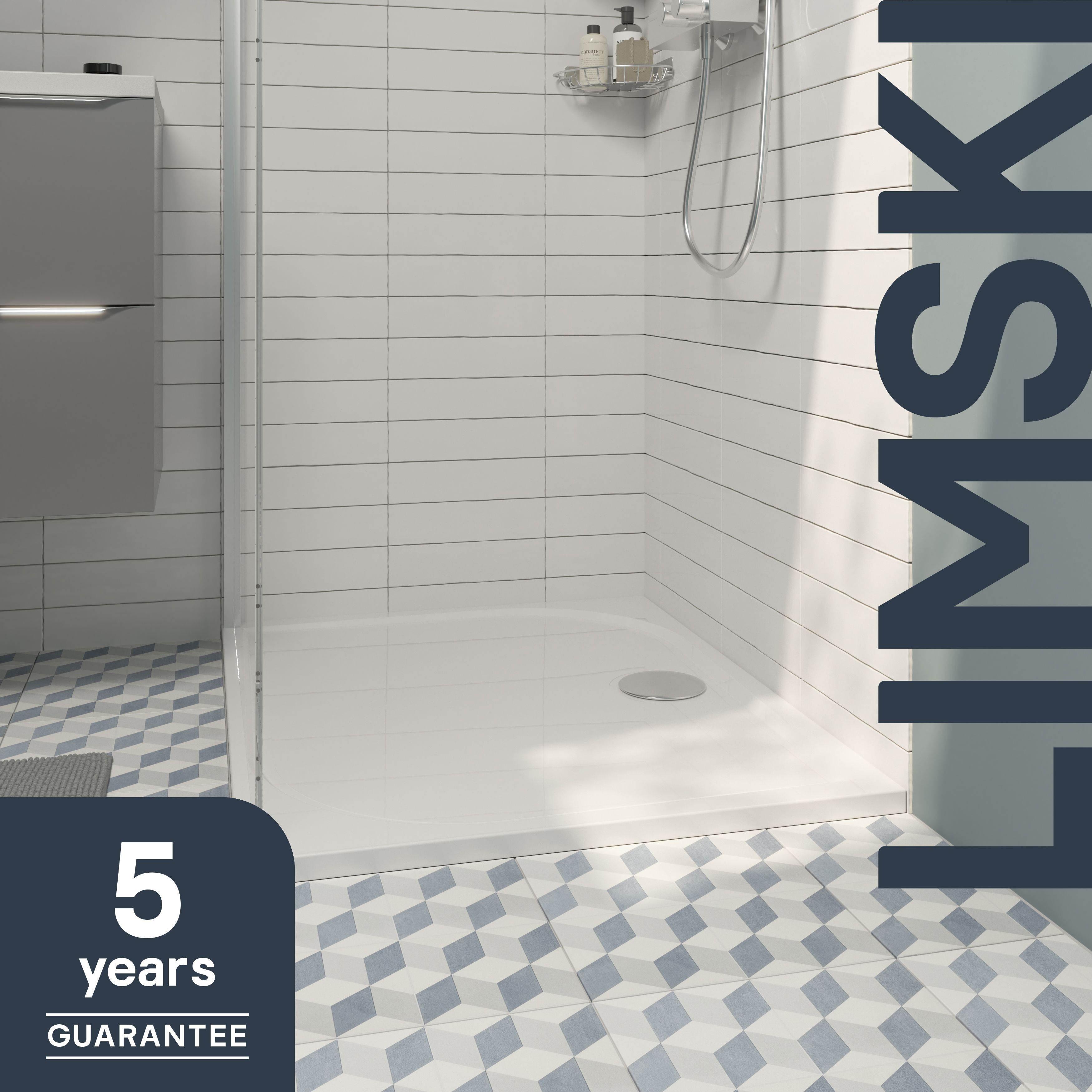 GoodHome Limski White Rectangular Centre drain Shower tray (L)1200mm (W)800mm (H) 27mm
