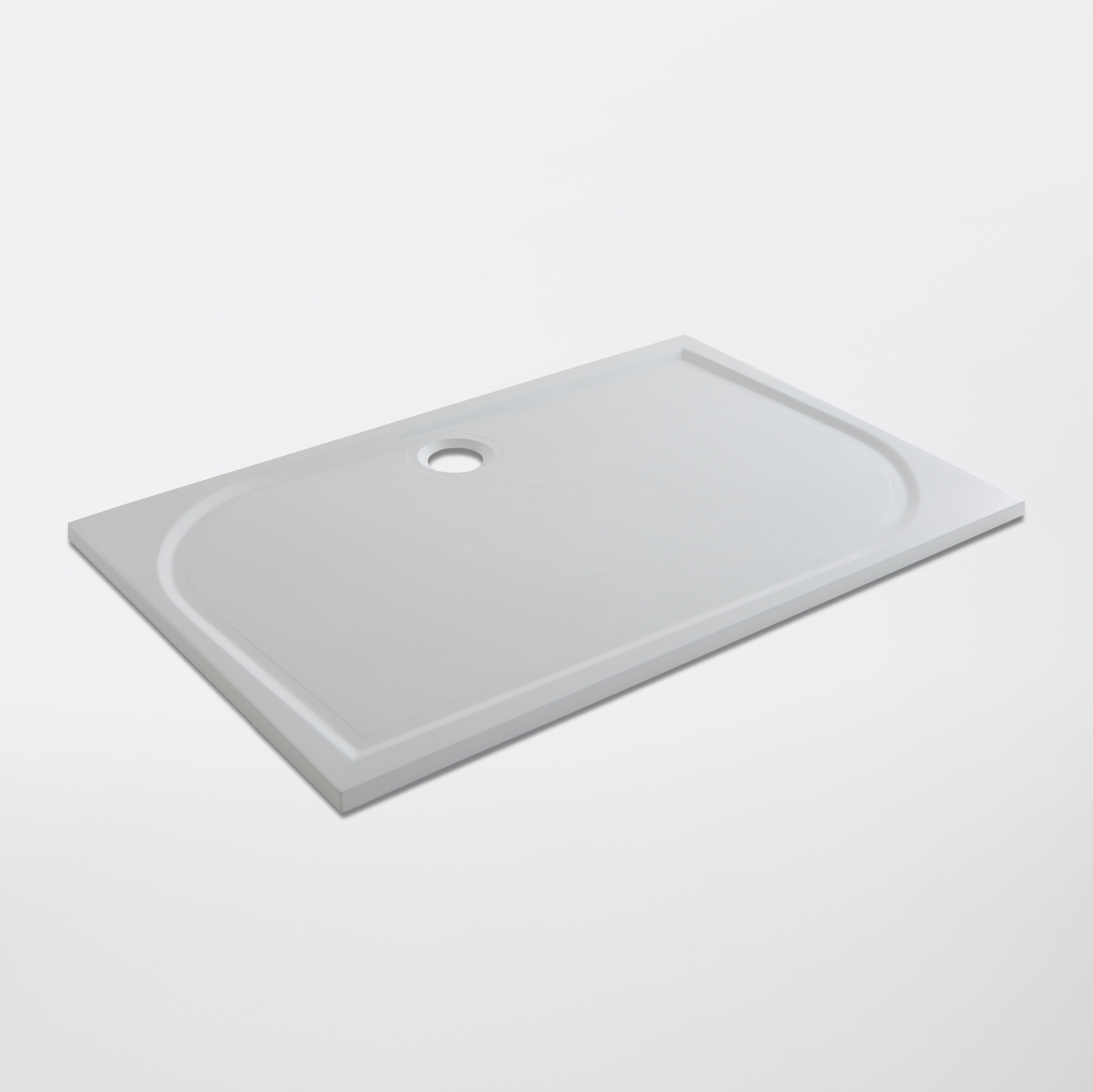 GoodHome Limski White Rectangular Centre drain Shower tray (L)1400mm (W)700mm (H) 27mm