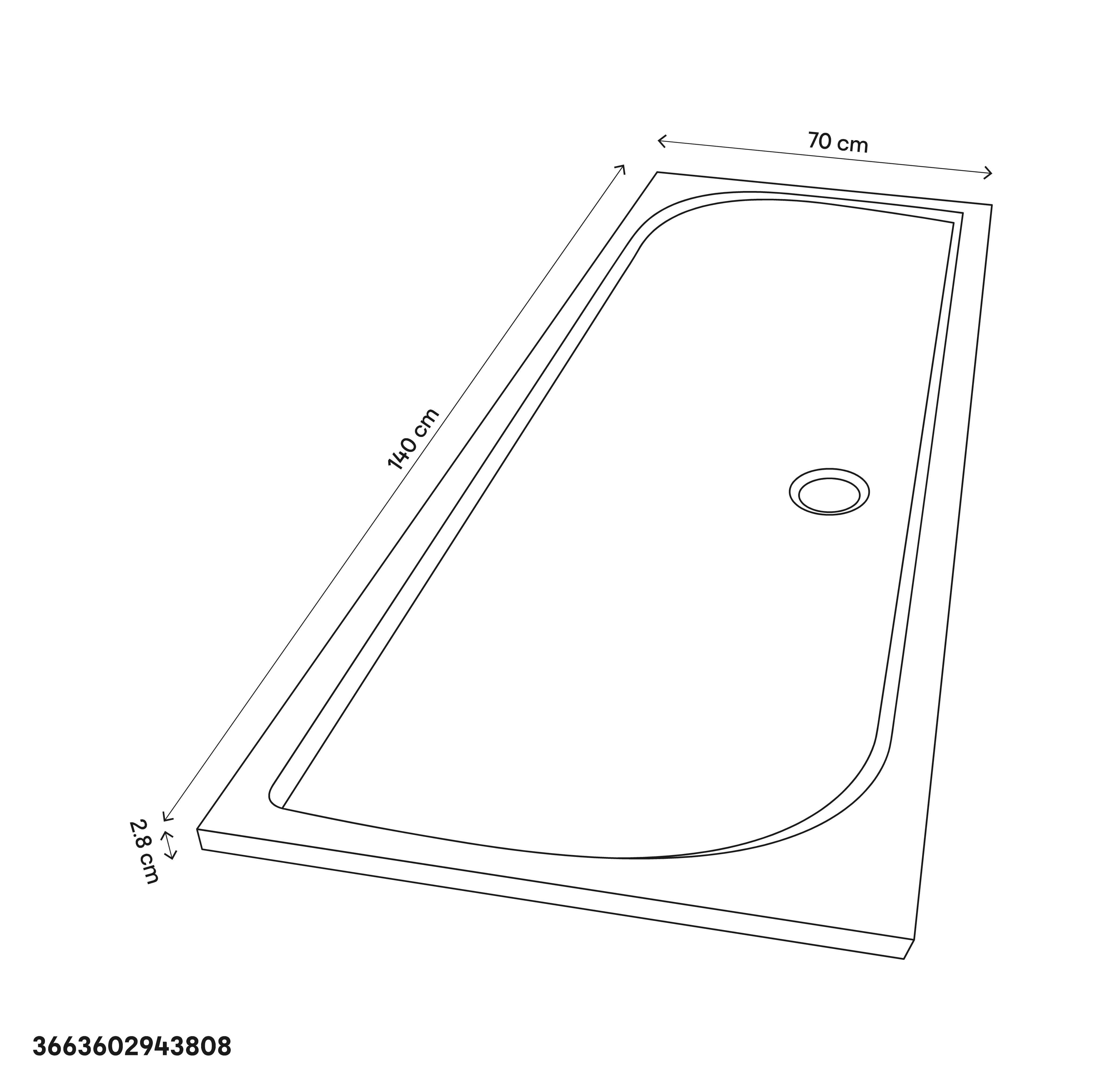 GoodHome Limski White Rectangular Centre drain Shower tray (L)1400mm (W)700mm (H) 27mm