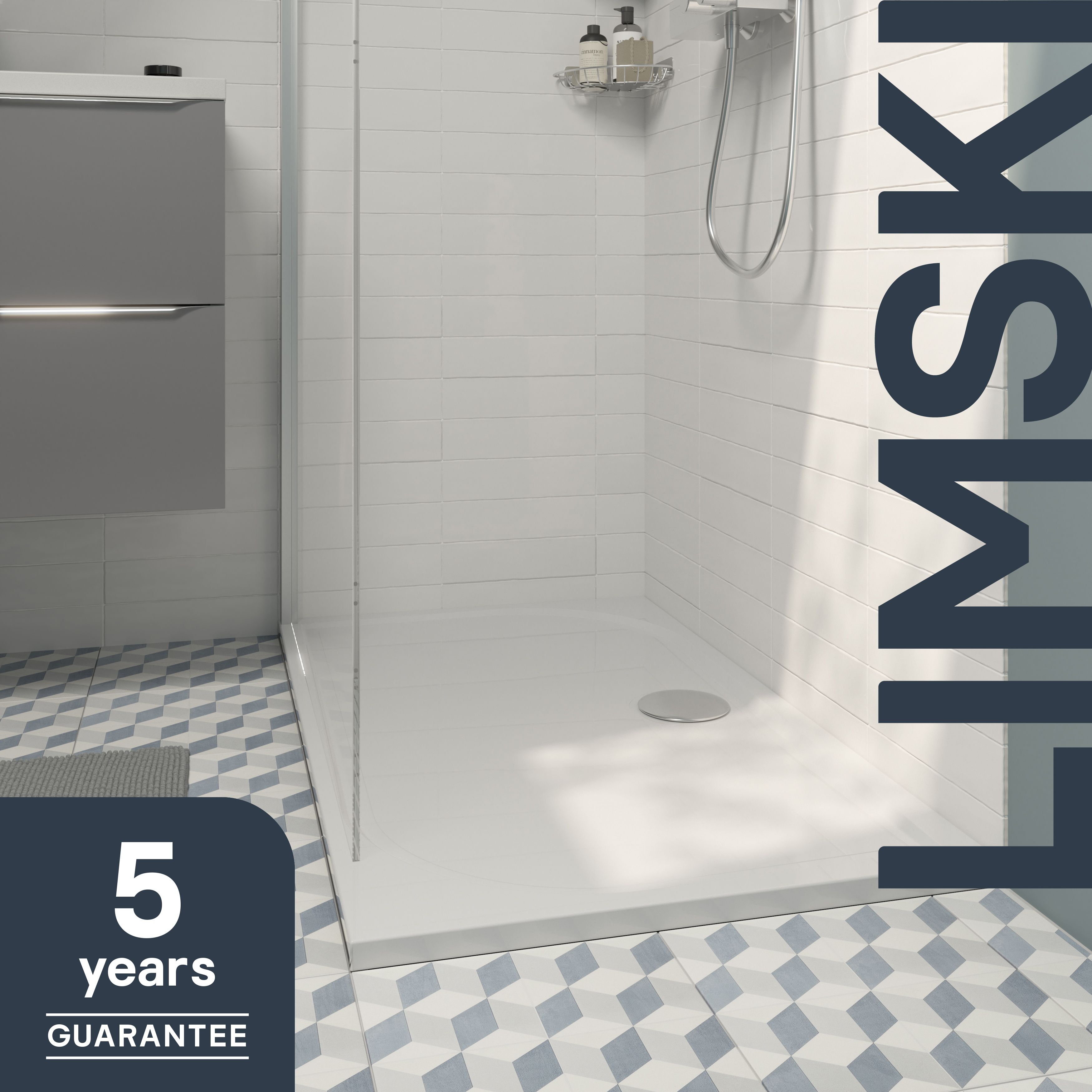 GoodHome Limski White Rectangular Centre drain Shower tray (L)1400mm (W)700mm (H) 27mm