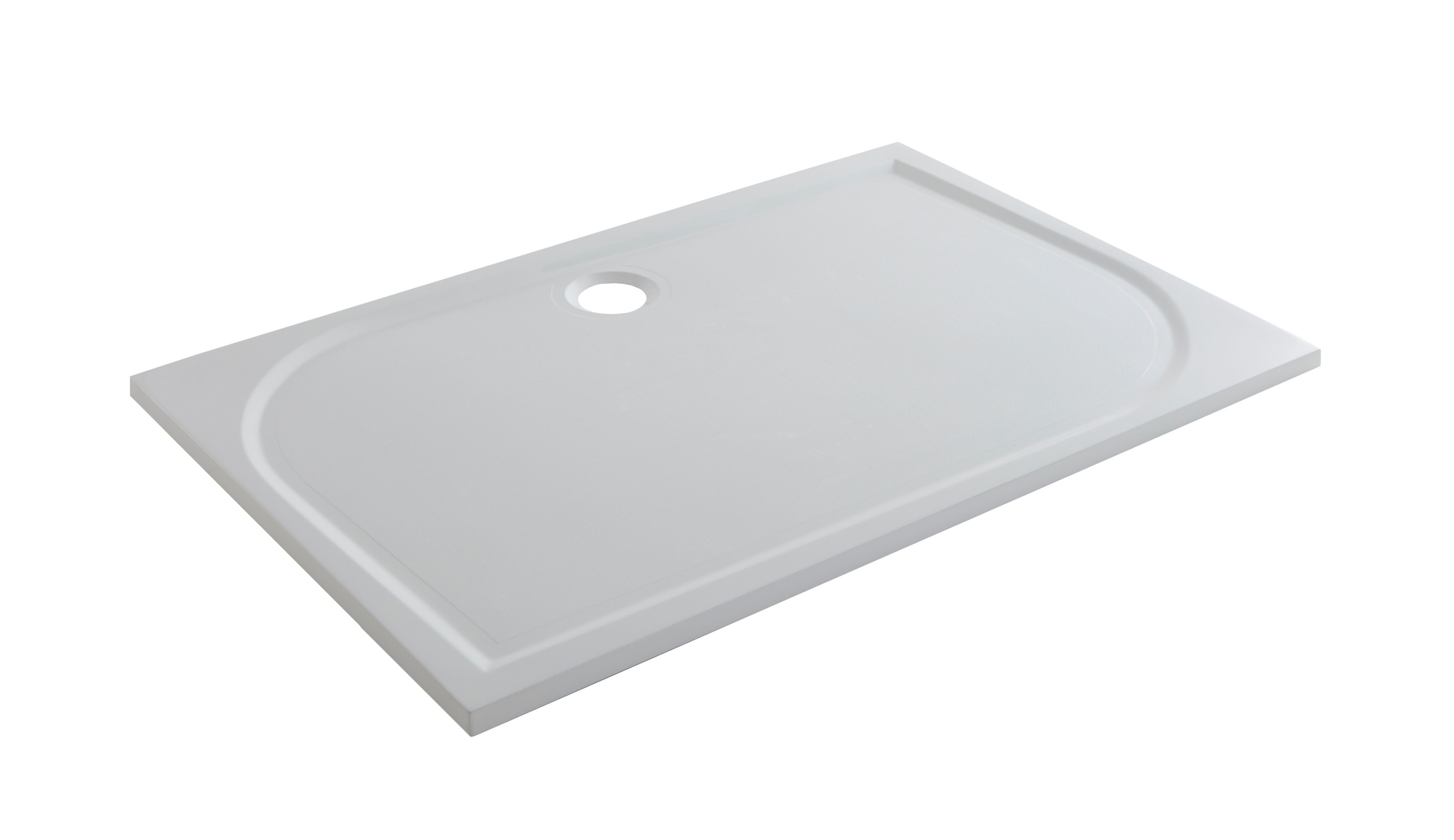 GoodHome Limski White Rectangular Centre drain Shower tray (L)1400mm (W)800mm (H) 27mm