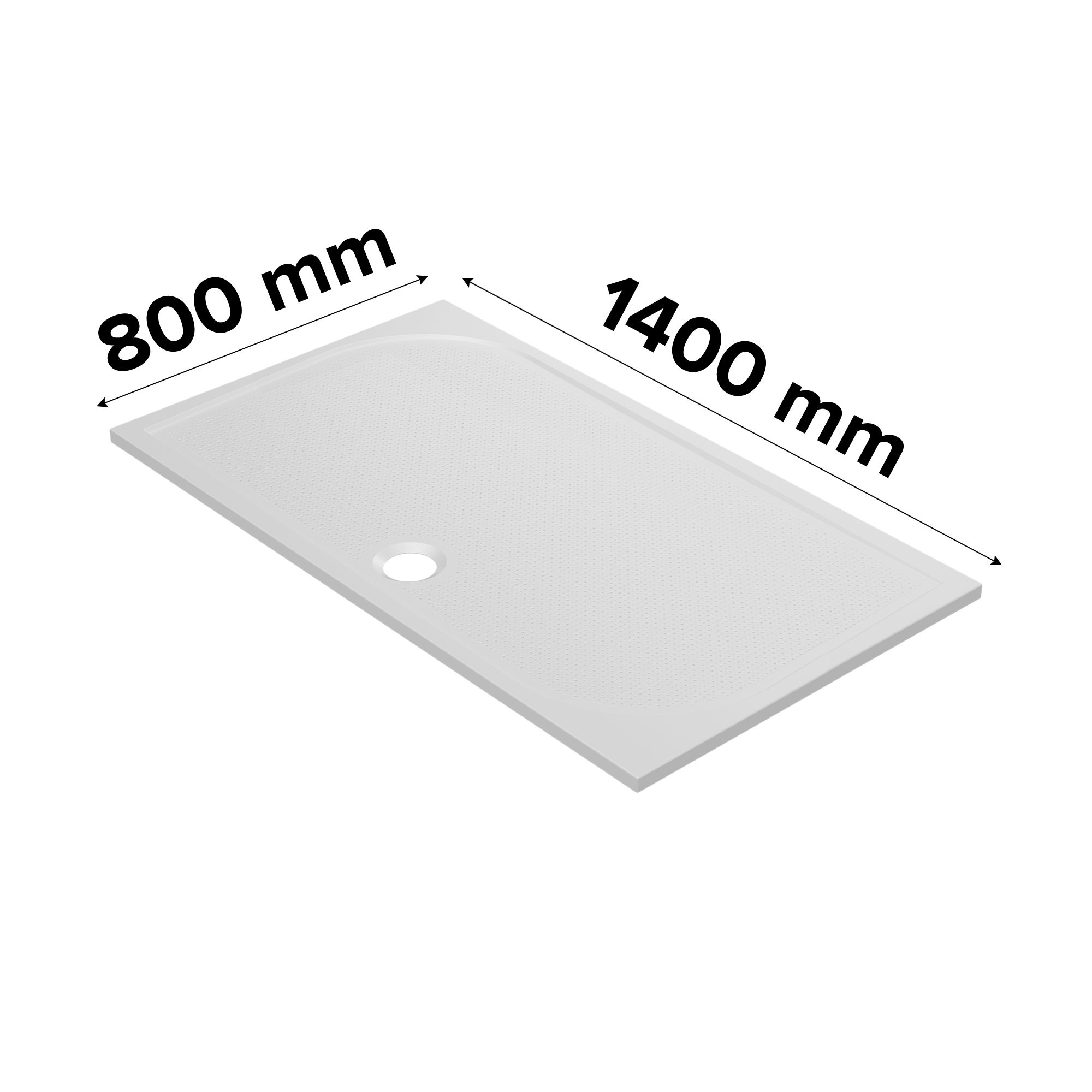 GoodHome Limski White Rectangular Centre drain Shower tray (L)1400mm (W)800mm (H) 27mm