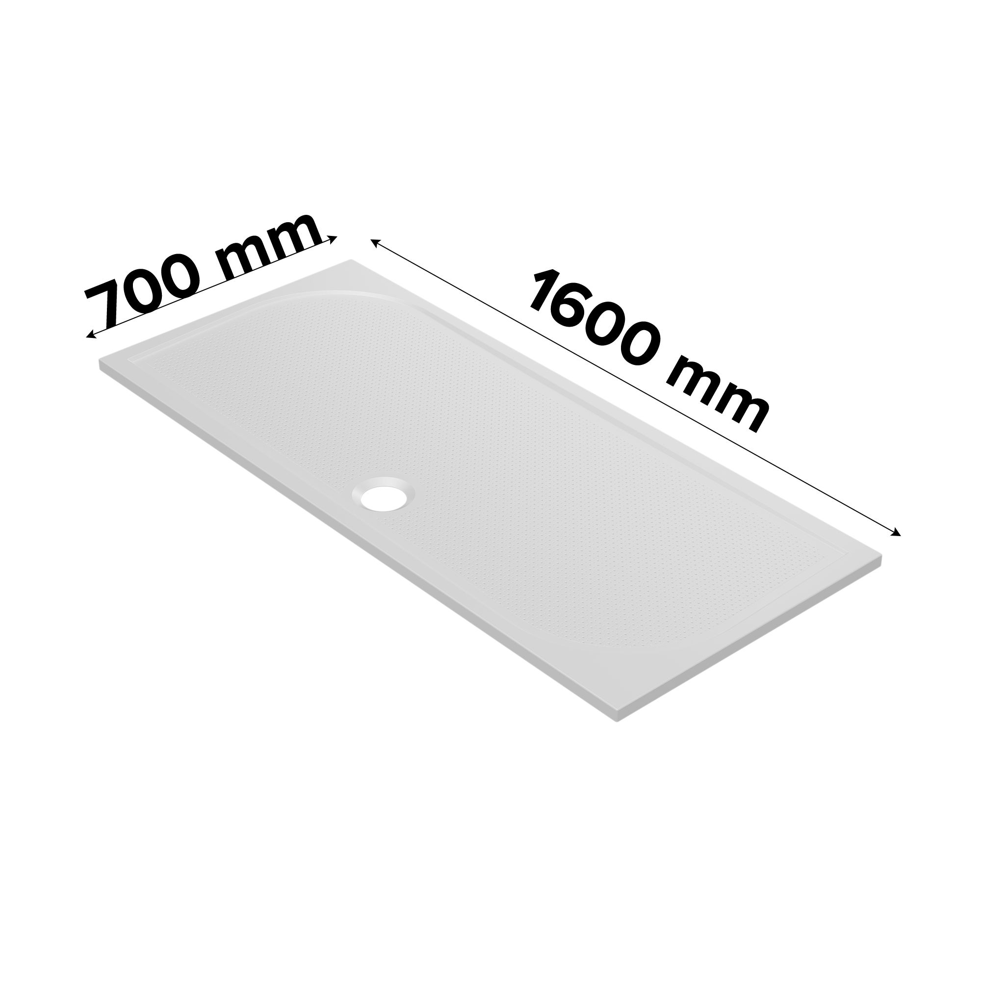 GoodHome Limski White Rectangular Centre drain Shower tray (L)1600mm (W)700mm (H) 27mm