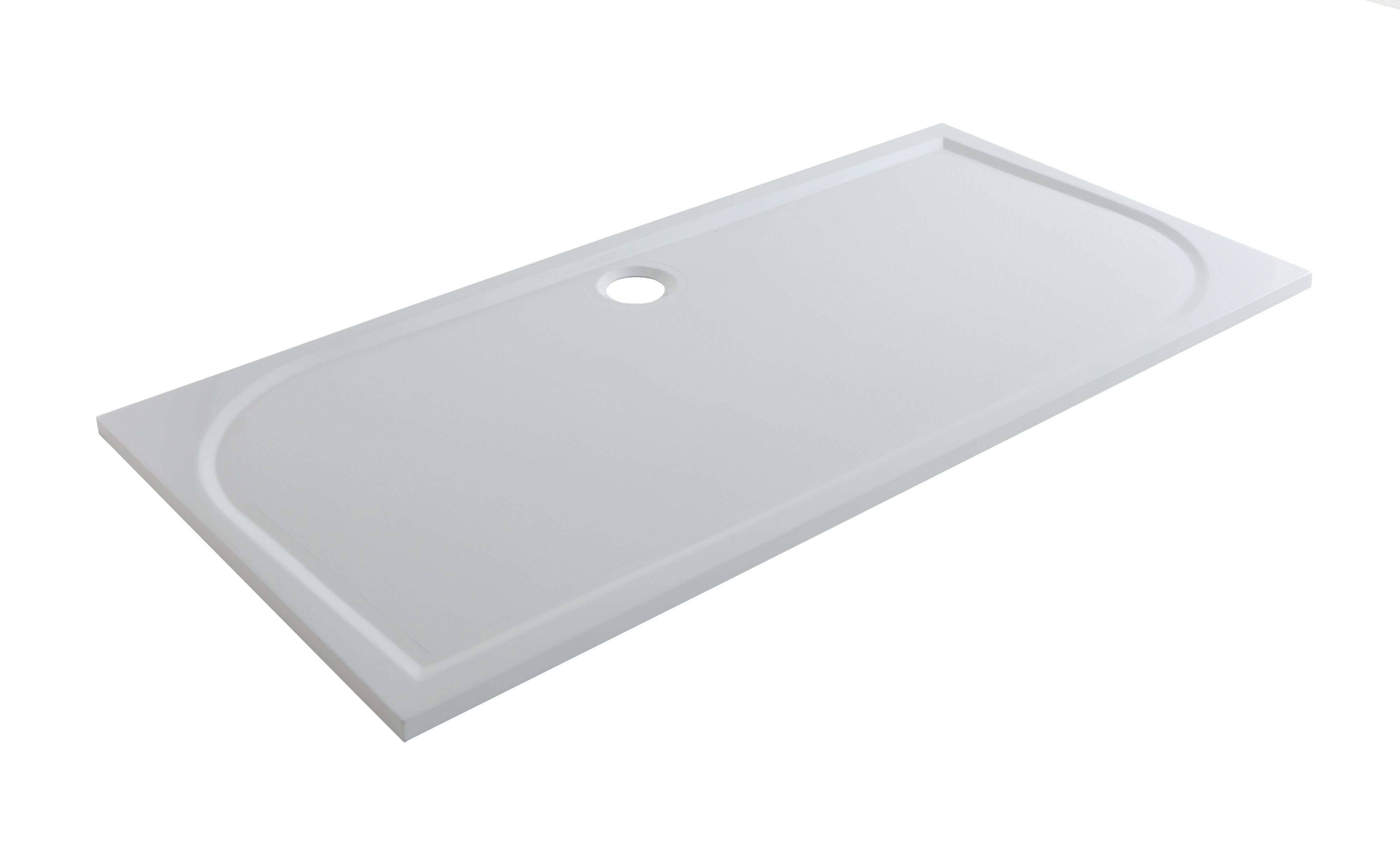 GoodHome Limski White Rectangular Centre drain Shower tray (L)1600mm (W)800mm (H) 27mm