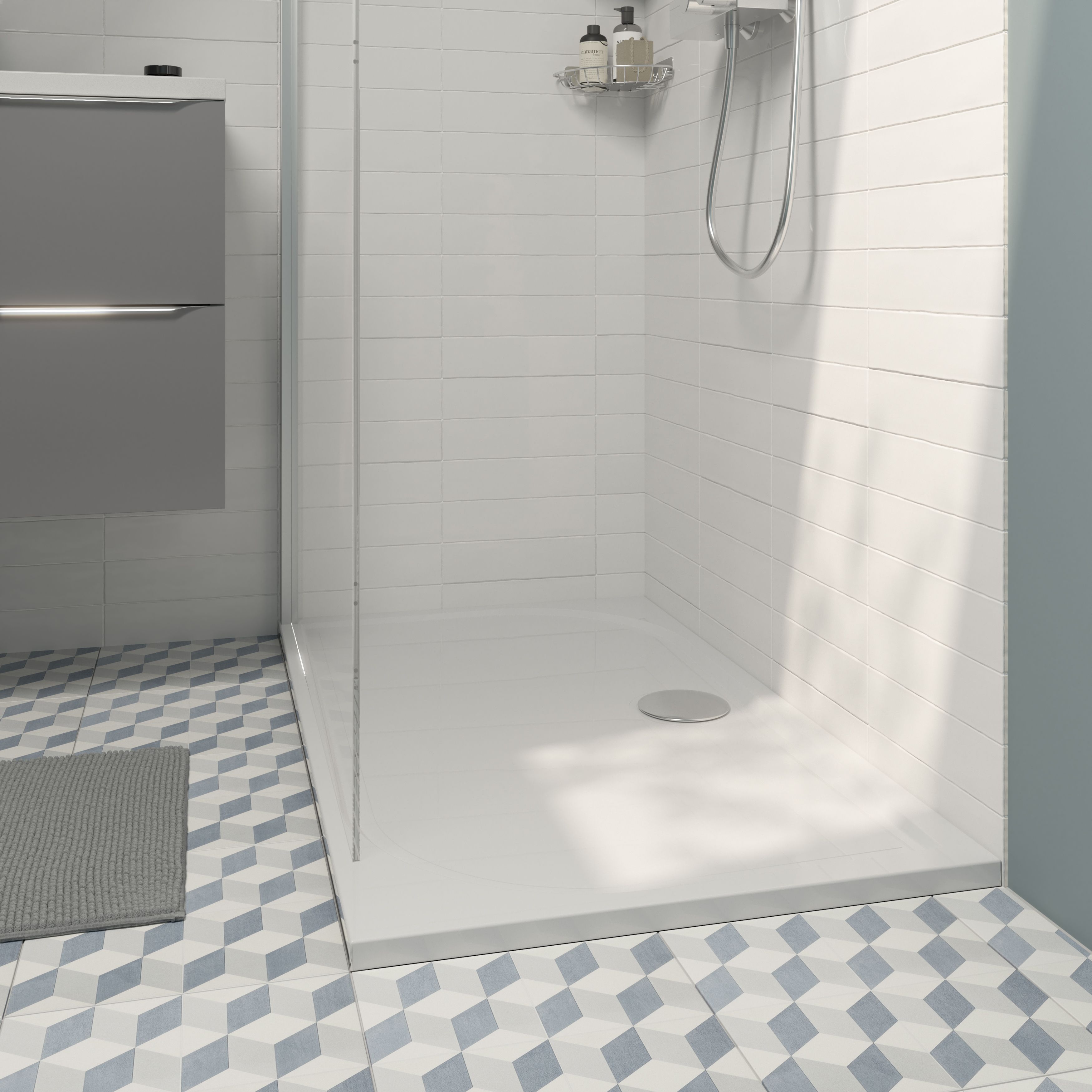 GoodHome Limski White Rectangular Centre drain Shower tray (L)1700mm (W)700mm (H) 27mm
