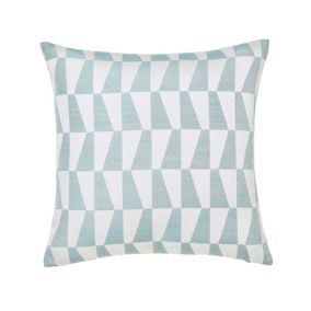 GoodHome Lindi Geometric Green & white Cushion (L)45cm x (W)45cm