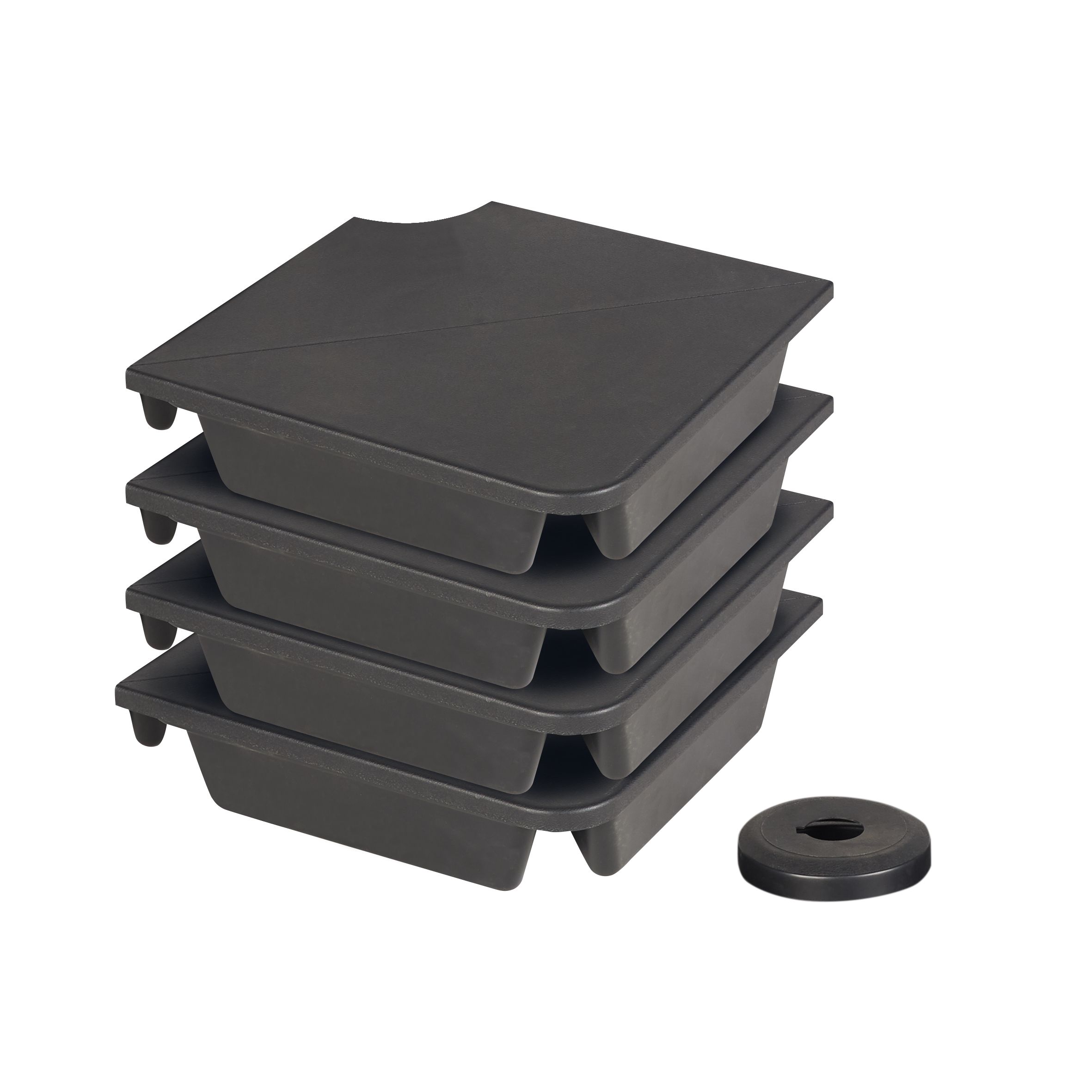 GoodHome Lingga Black Square Parasol base 8.4kg Filled up to 64kg, Set of 4