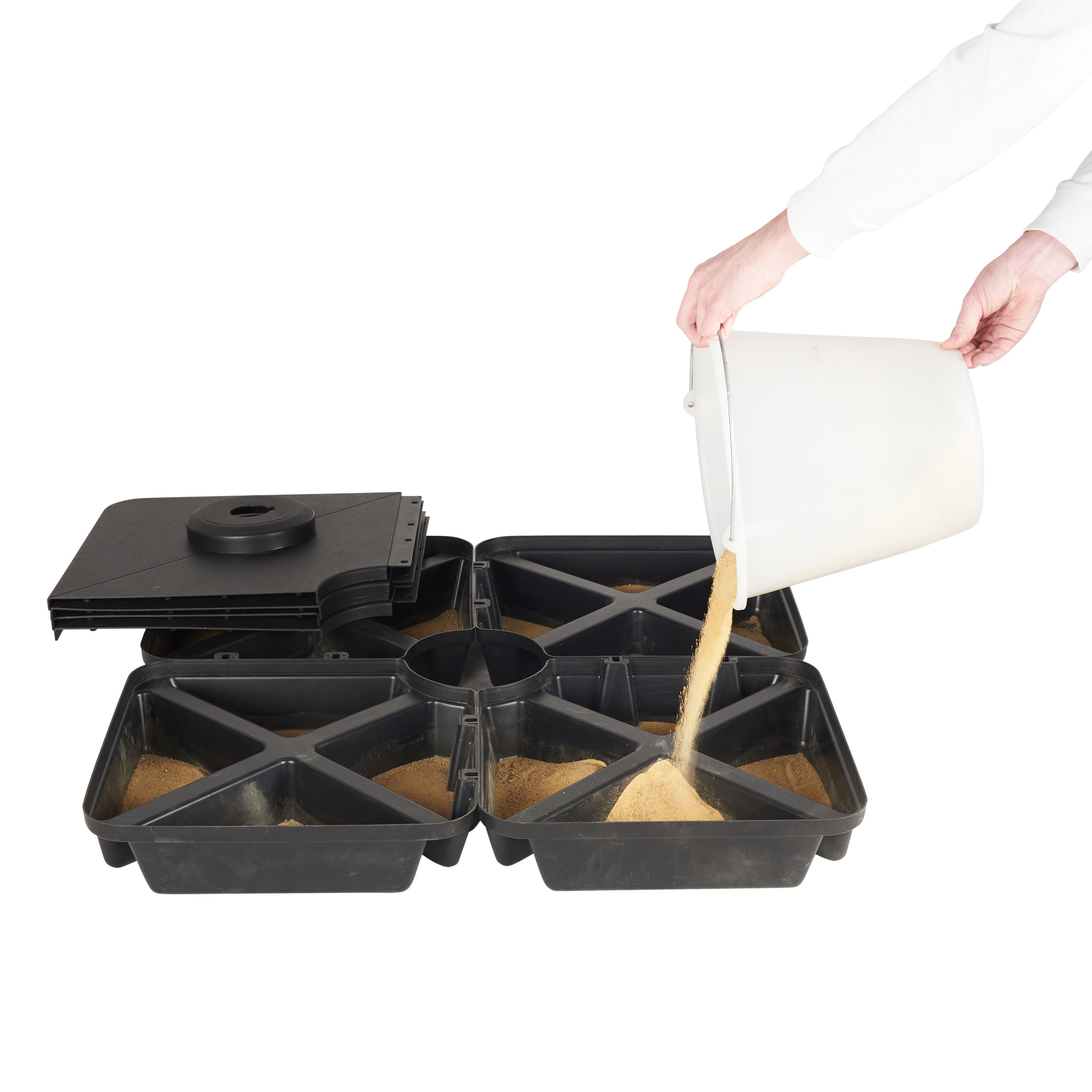 GoodHome Lingga Black Square Parasol base 8.4kg Filled up to 64kg, Set of 4 - 3
