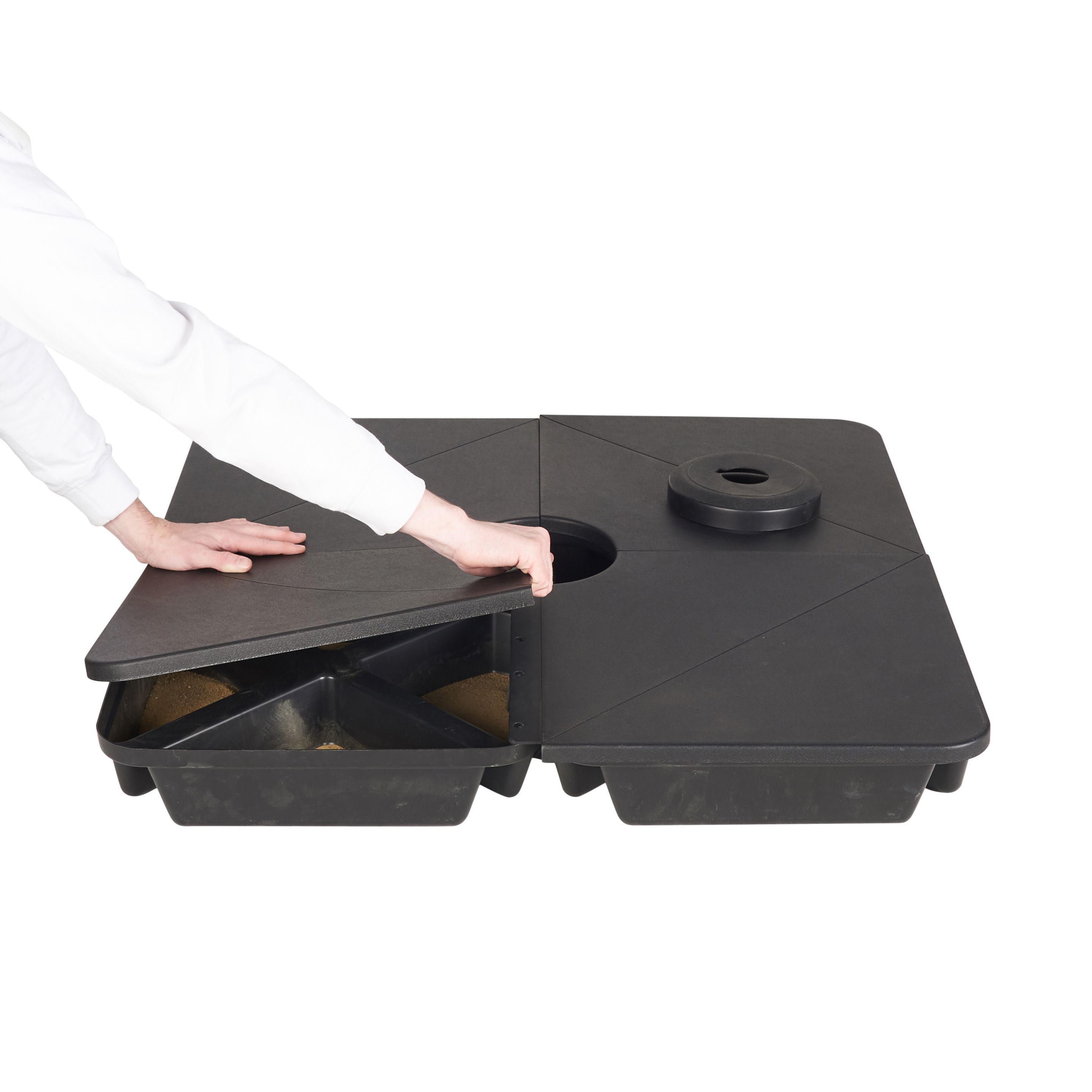 GoodHome Lingga Black Square Parasol base 8.4kg Filled up to 64kg, Set of 4 - 5