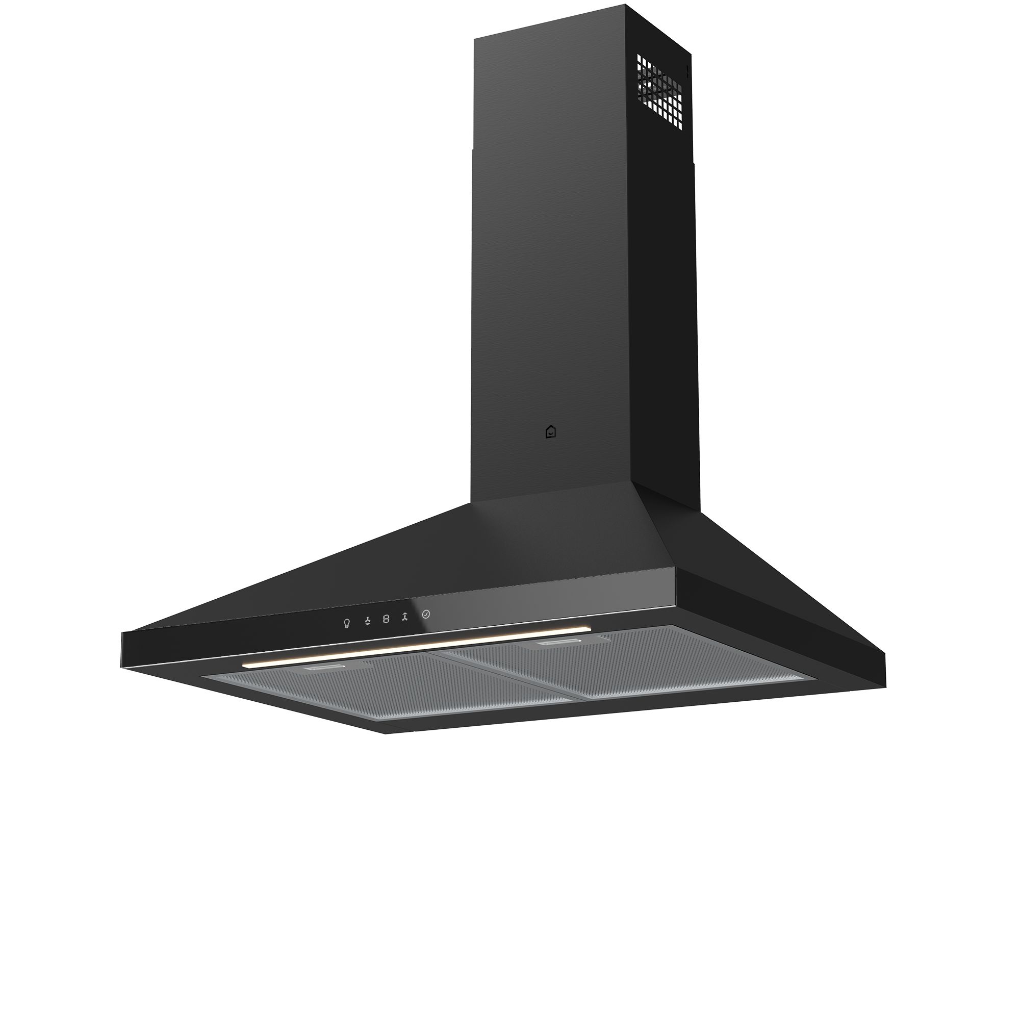 GoodHome LinkSense GHCH60LKBL Black steel & glass Chimney Cooker hood (W)59.8cm - Matt black