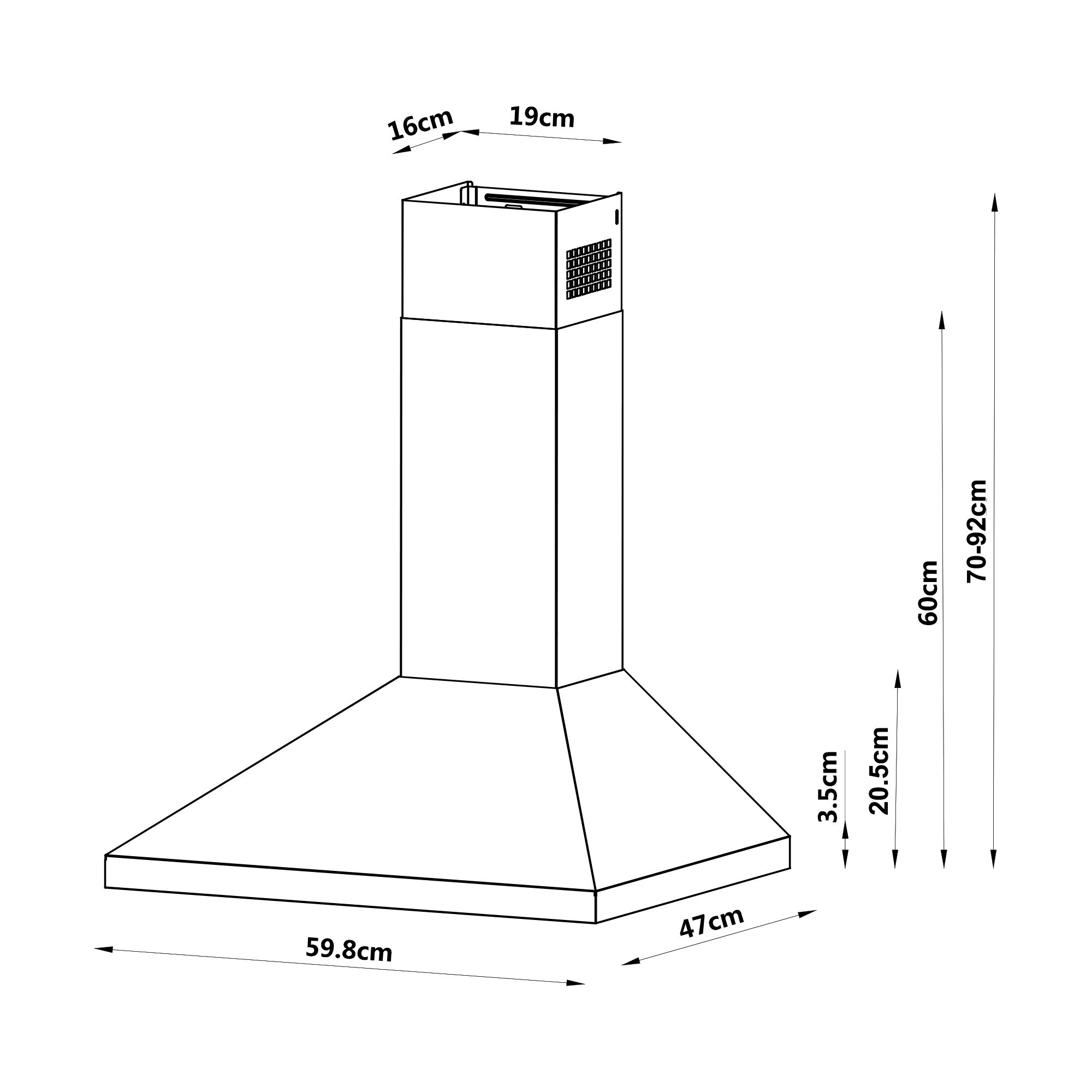 GoodHome LinkSense GHCH60LKBL Black steel & glass Chimney Cooker hood (W)59.8cm - Matt black