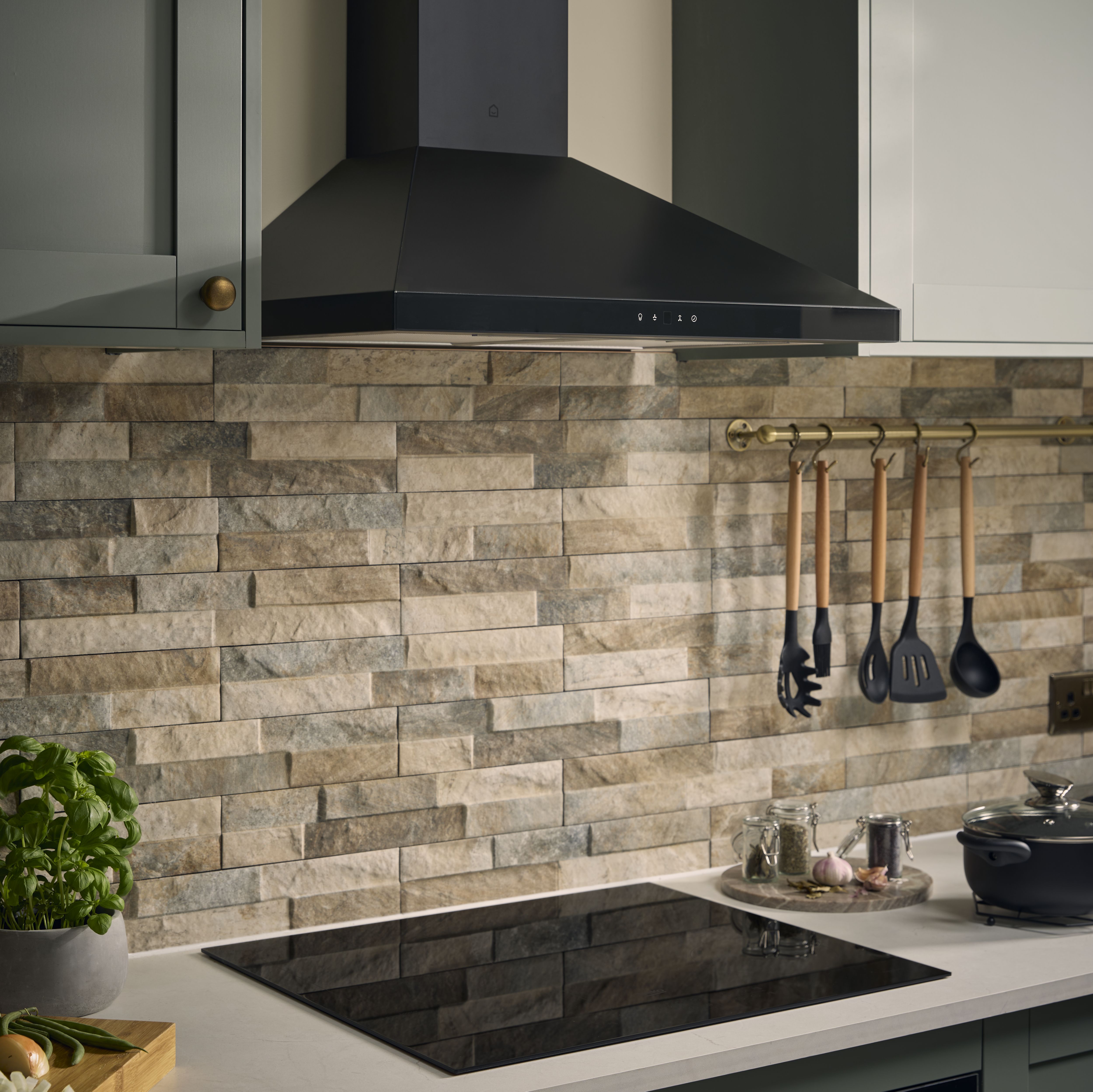 GoodHome LinkSense GHCH60LKBL Black steel & glass Chimney Cooker hood (W)59.8cm - Matt black