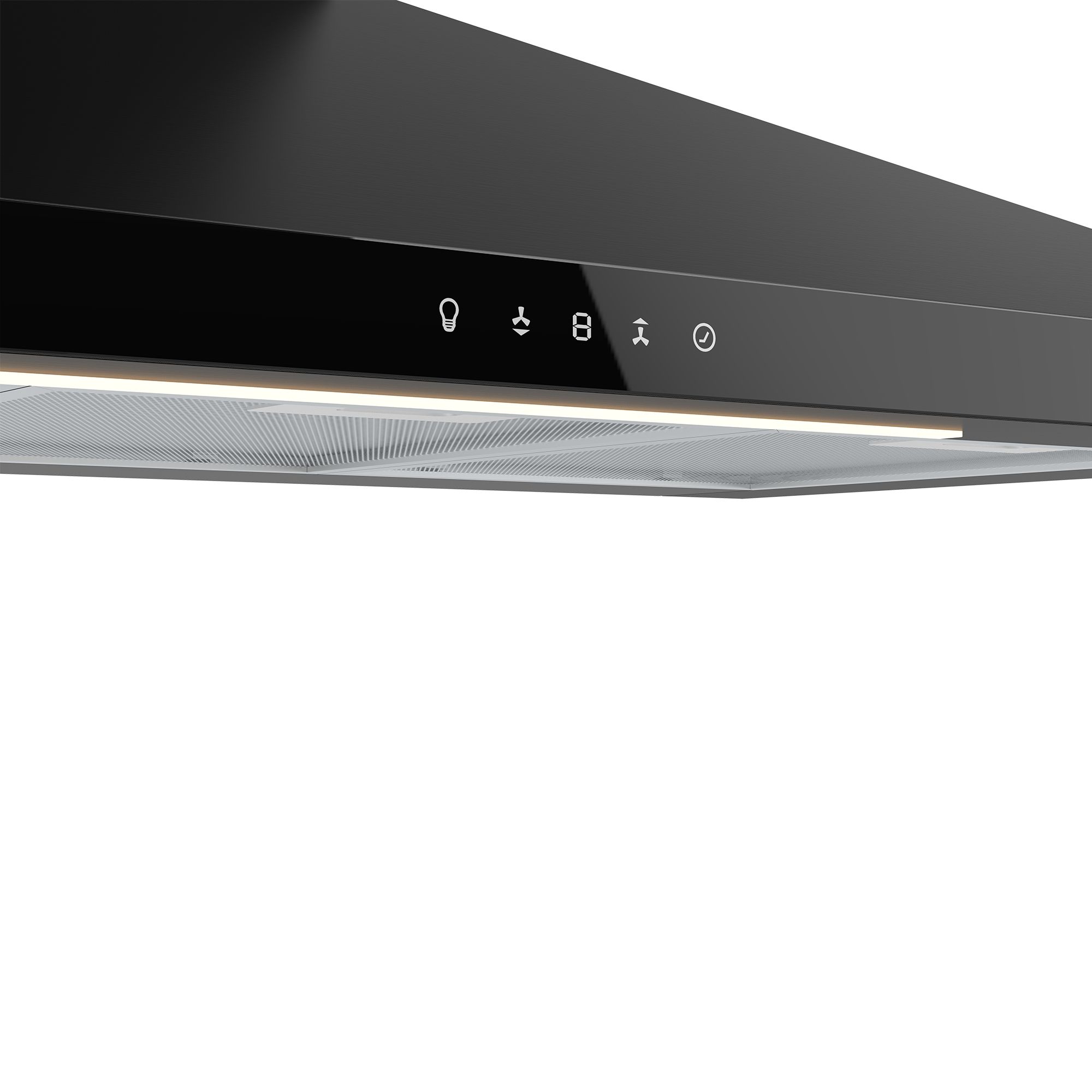 GoodHome LinkSense GHCH90LKBL Black steel & glass Chimney Cooker hood (W)89.8cm - Matt black