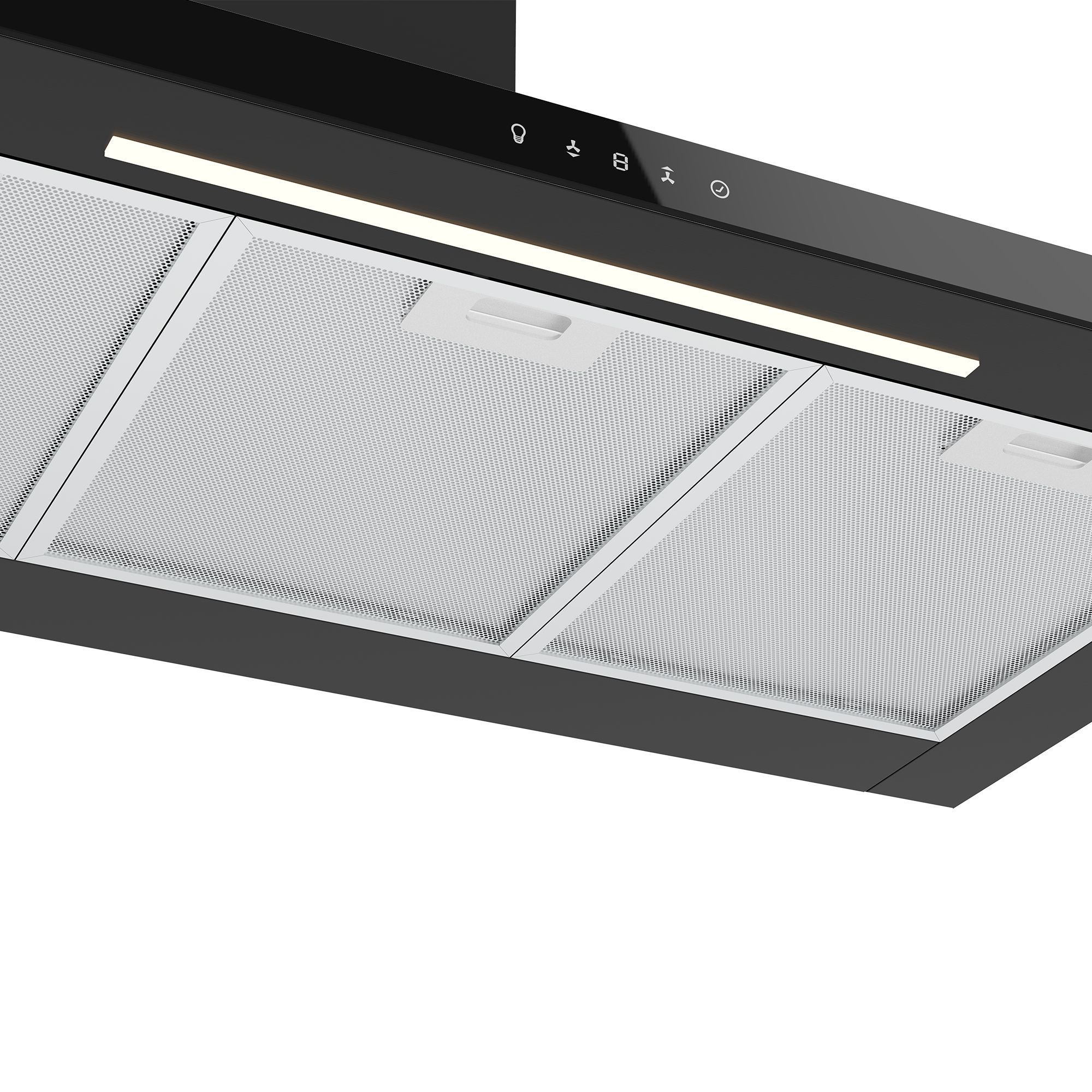 GoodHome LinkSense GHCH90LKBL Black steel & glass Chimney Cooker hood (W)89.8cm - Matt black