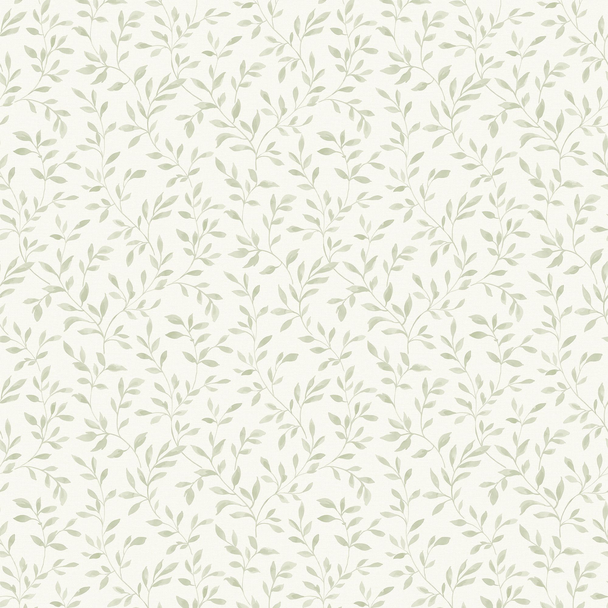 GoodHome Linton Leaf Sage green Woven effect Textured Wallpaper Sample