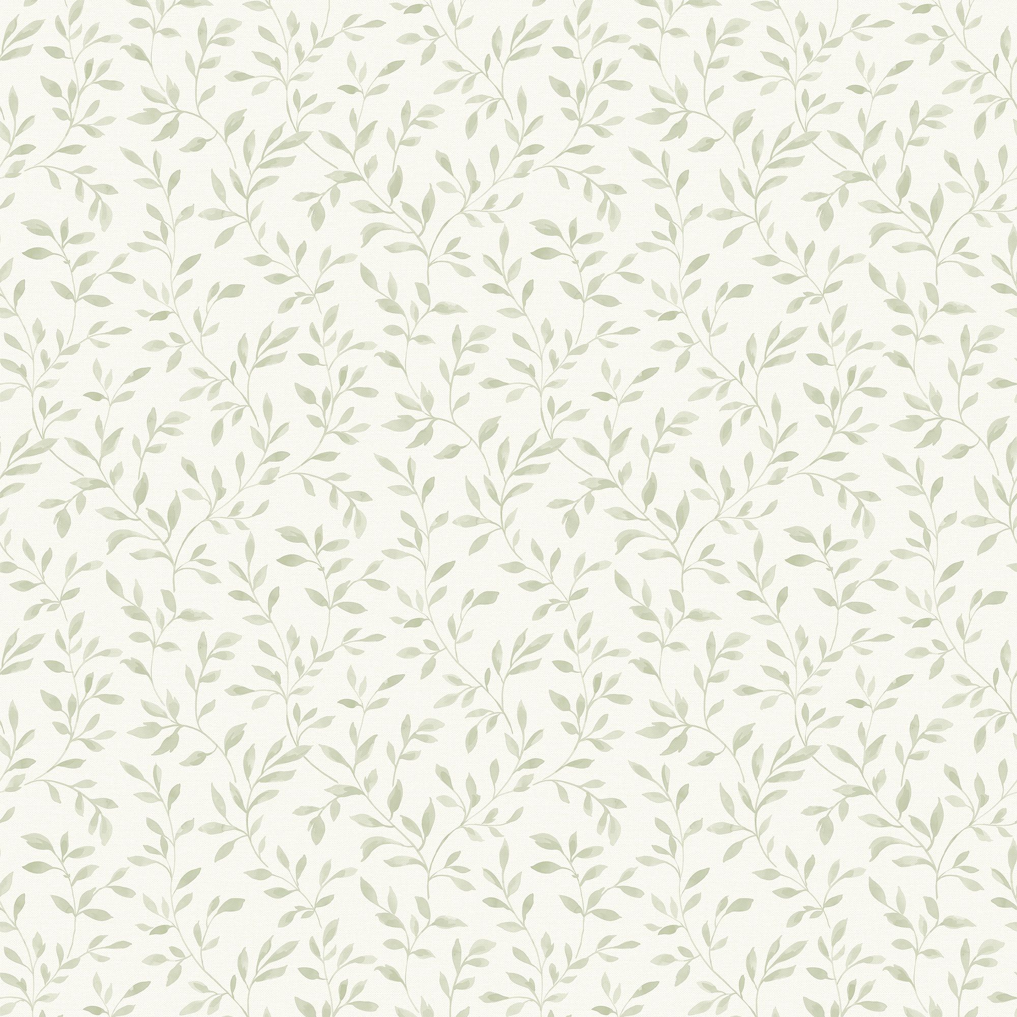 GoodHome Linton Leaf Sage green Woven effect Textured Wallpaper Sample ...