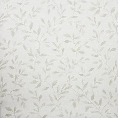 GoodHome Linton Sage green Woven effect Leaf trail Textured Wallpaper