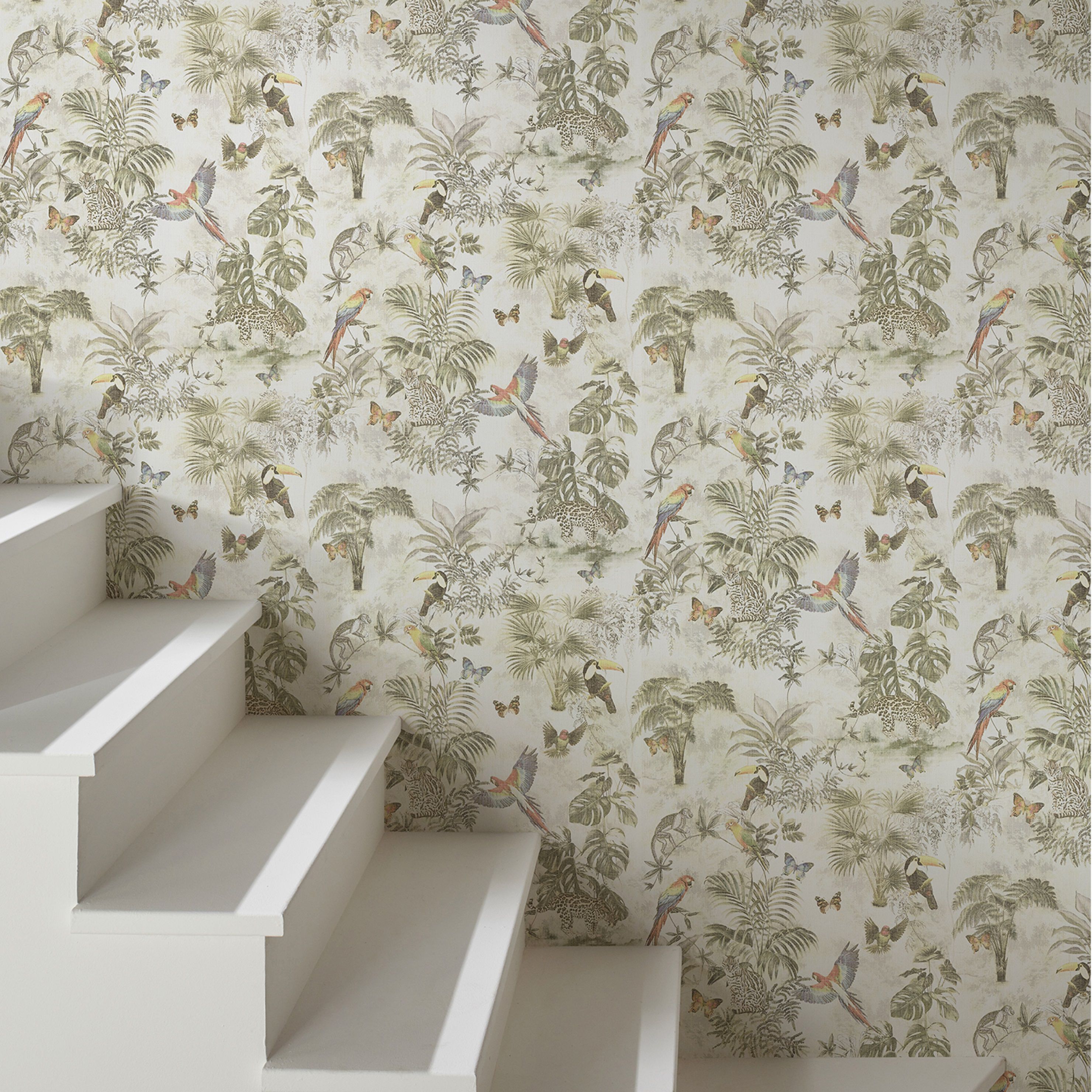 GoodHome Lipia Multicolour Jungle Glitter & mica effect Vintage Textured Wallpaper