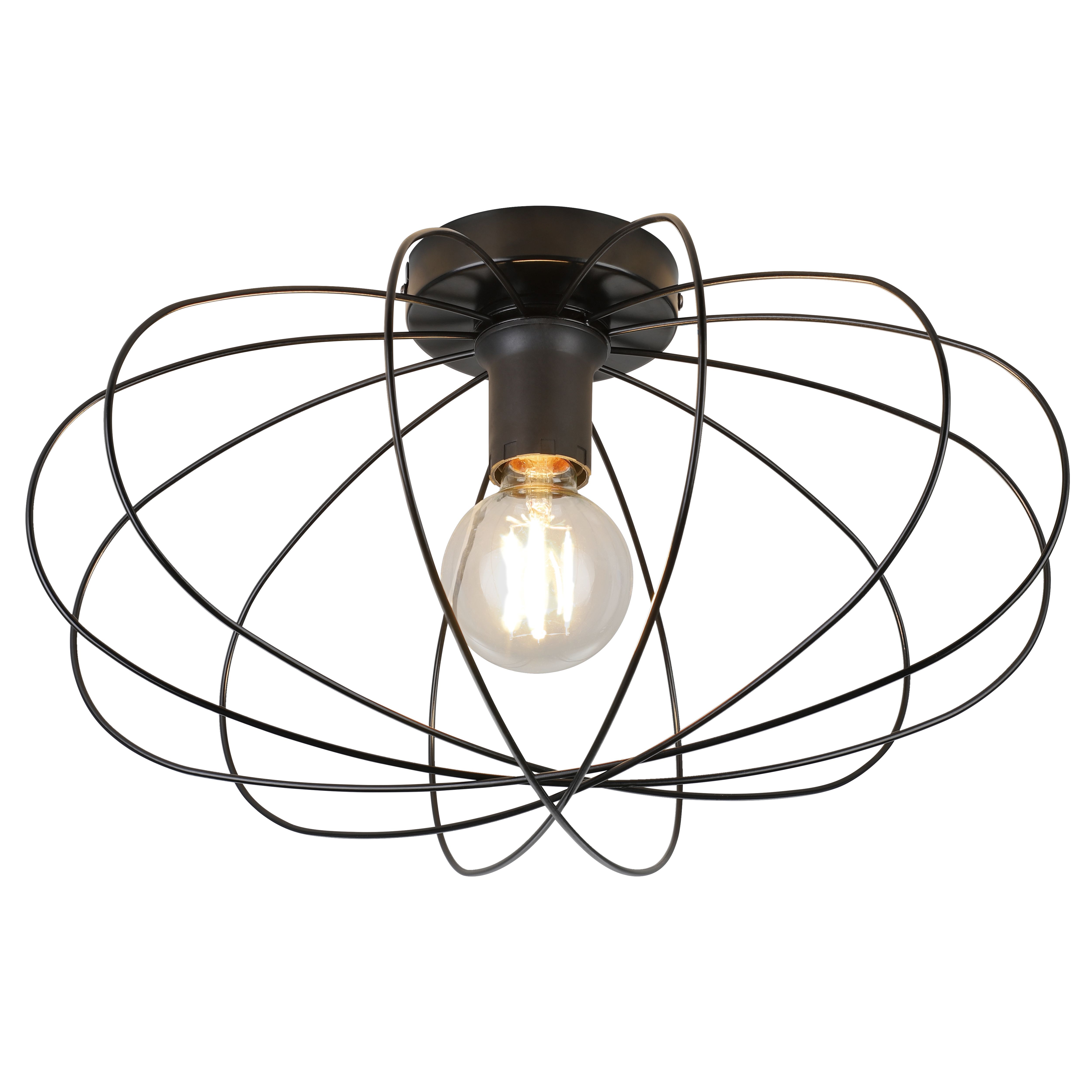 GoodHome Lippo Round Matt Metal Black Ceiling light