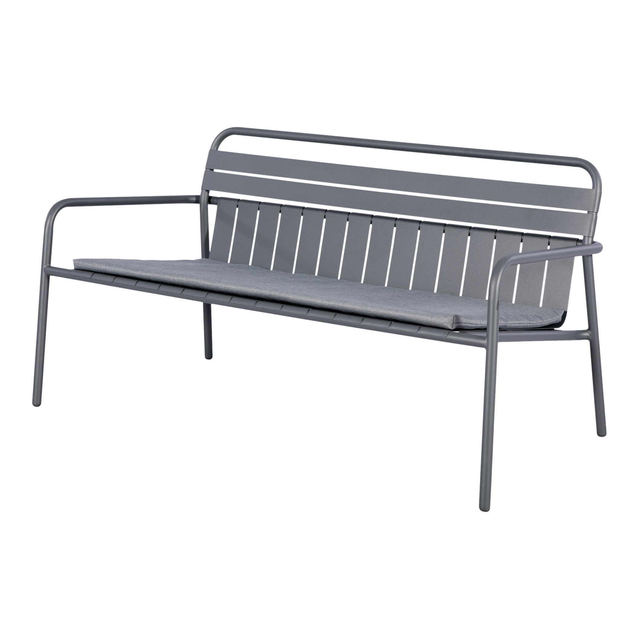 GoodHome Lithari Grey dark shadow Metal Bench with Sofa pad 135.2cm(W) 68cm(H)