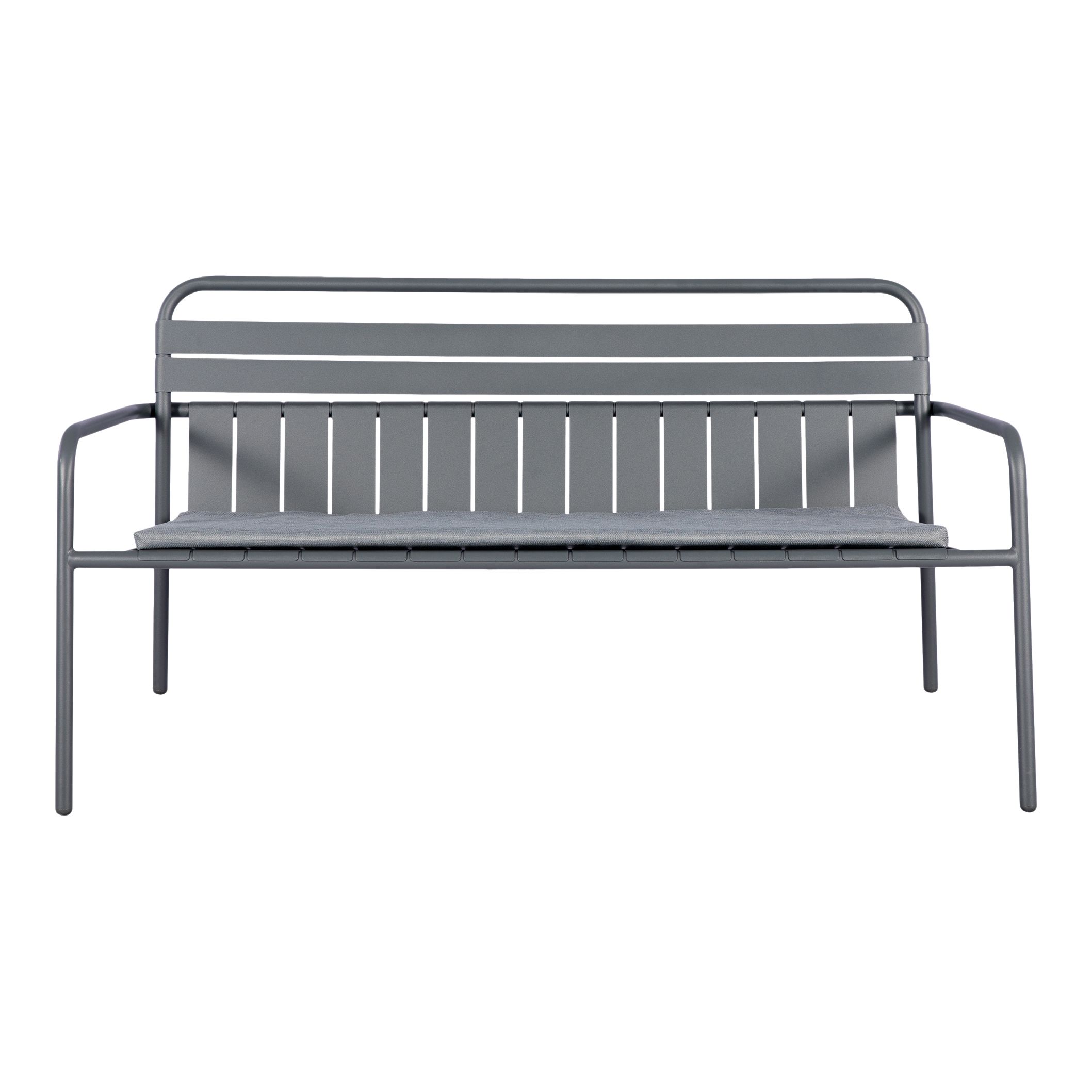 GoodHome Lithari Grey dark shadow Metal Bench with Sofa pad 135.2cm(W) 68cm(H)