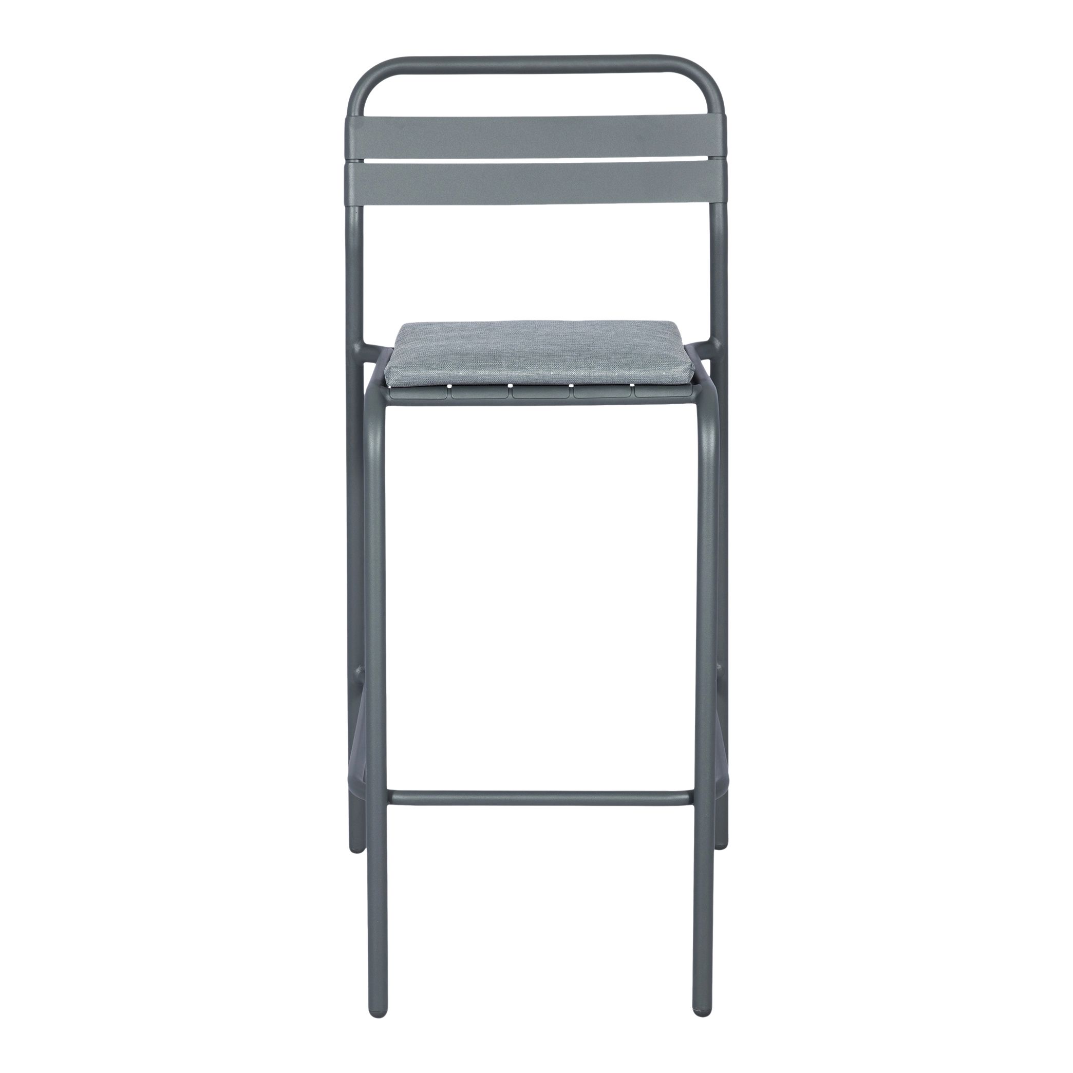 GoodHome Lithari Matt Grey Dark shadow Padded Bar stool