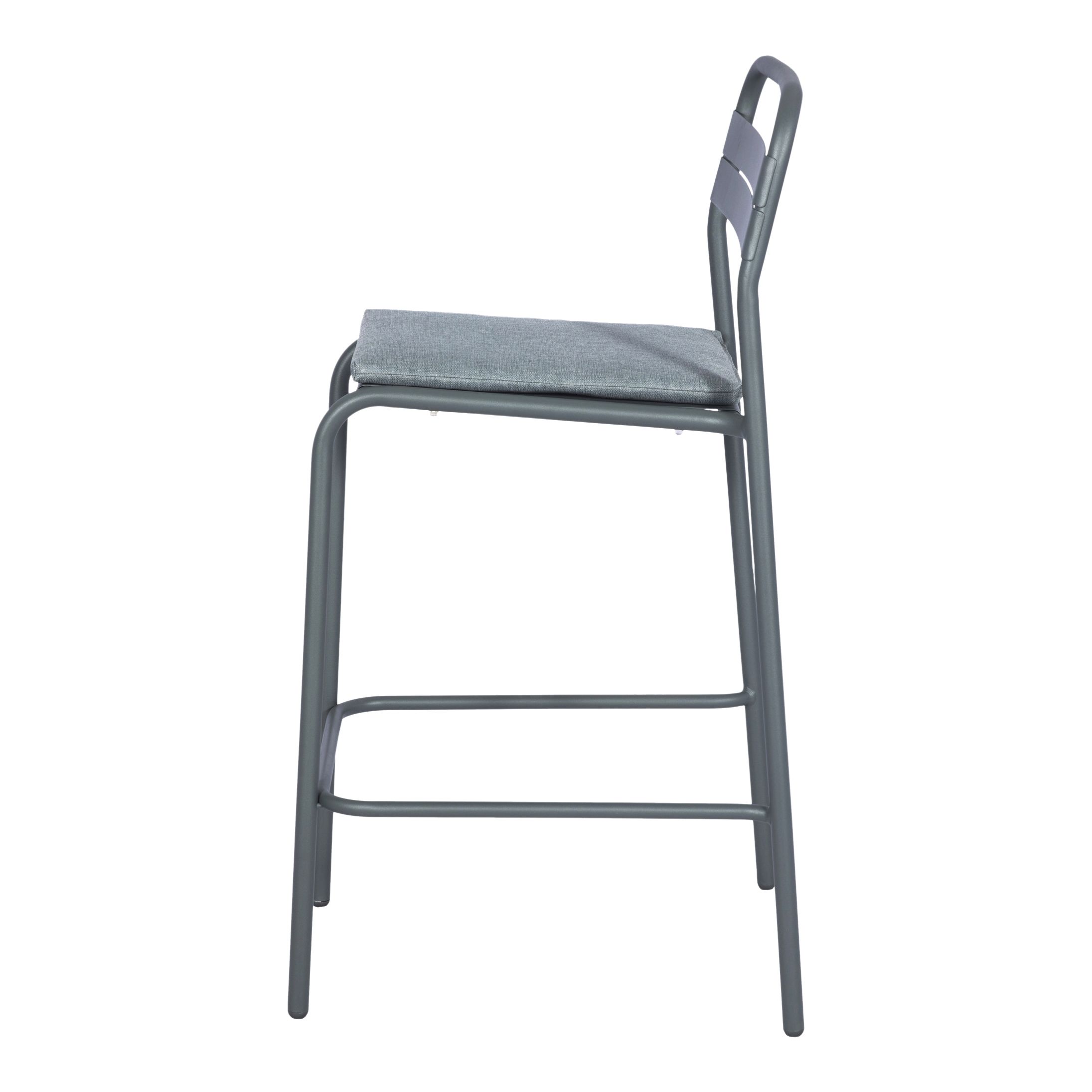 GoodHome Lithari Matt Grey Dark shadow Padded Bar stool